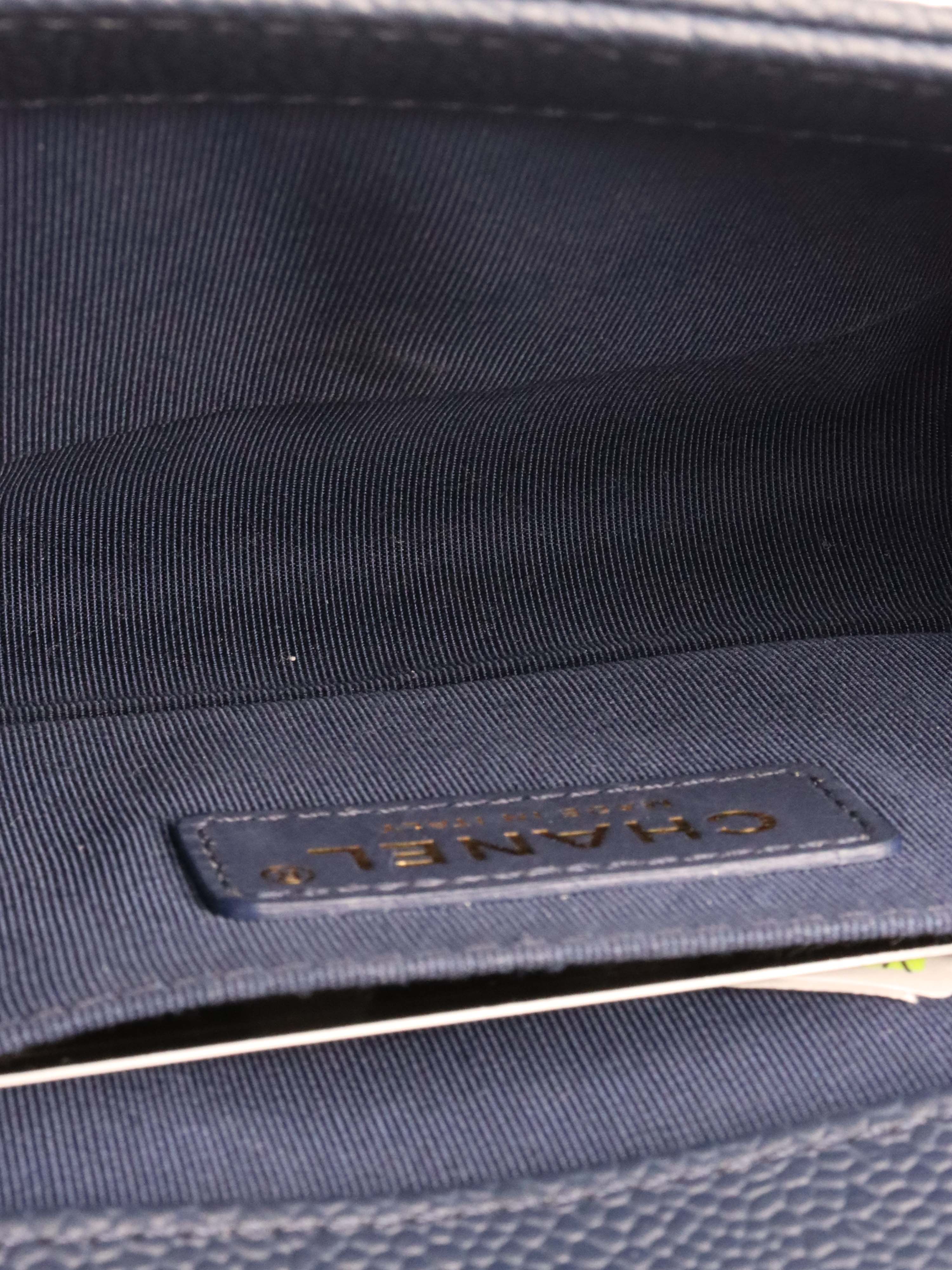 Chanel Small Caviar Navy Boy Bag GHW.