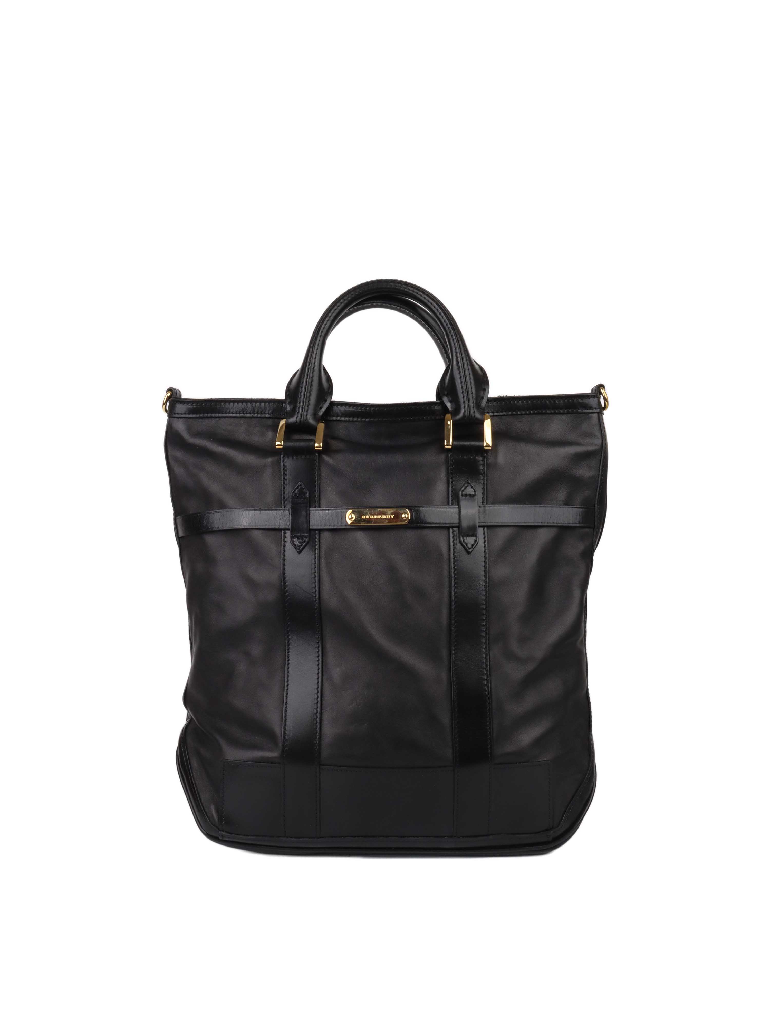 Burberry black on sale leather tote