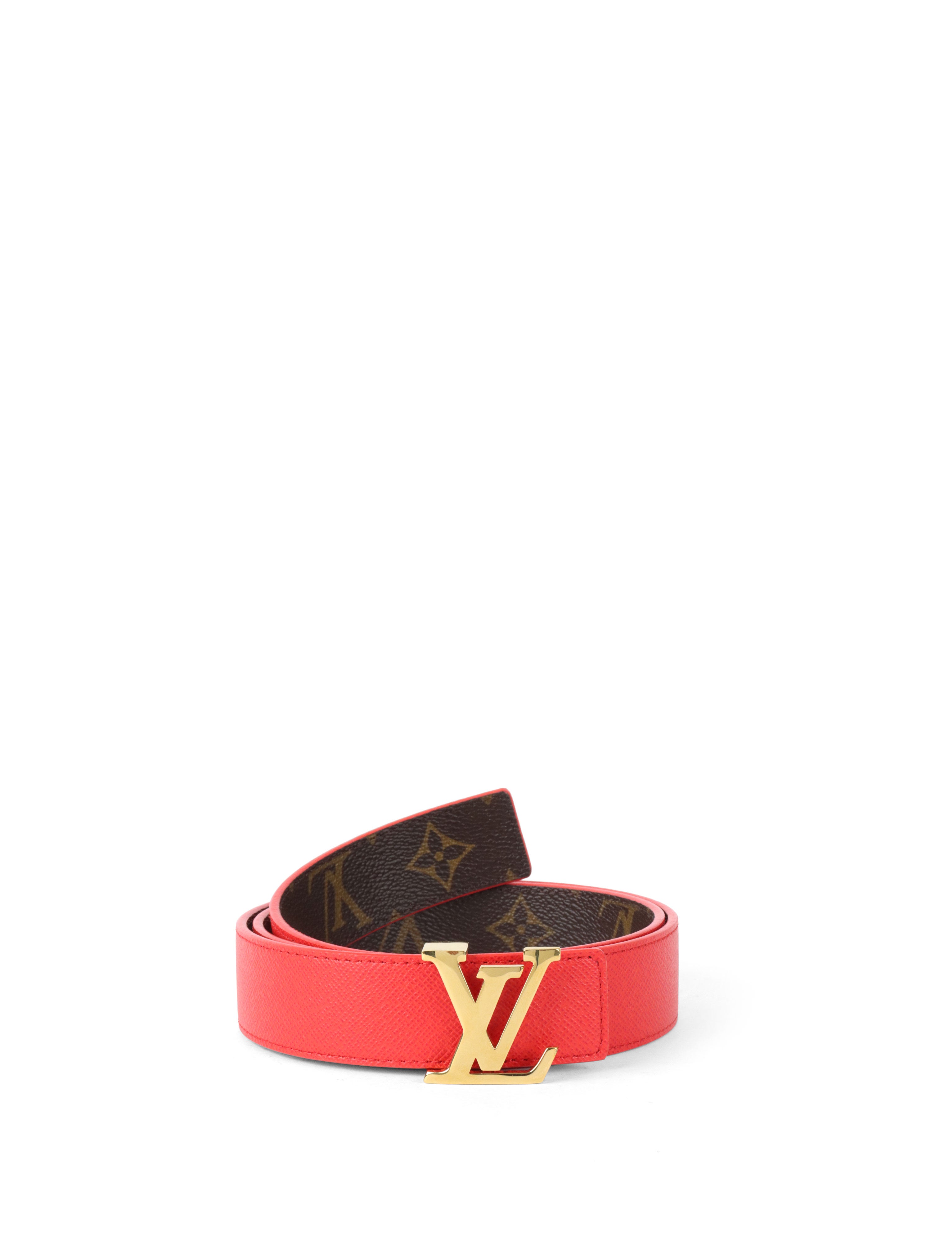 Louis Vuitton Red/ Monogram LV Initiales 30mm Reversible Belt 