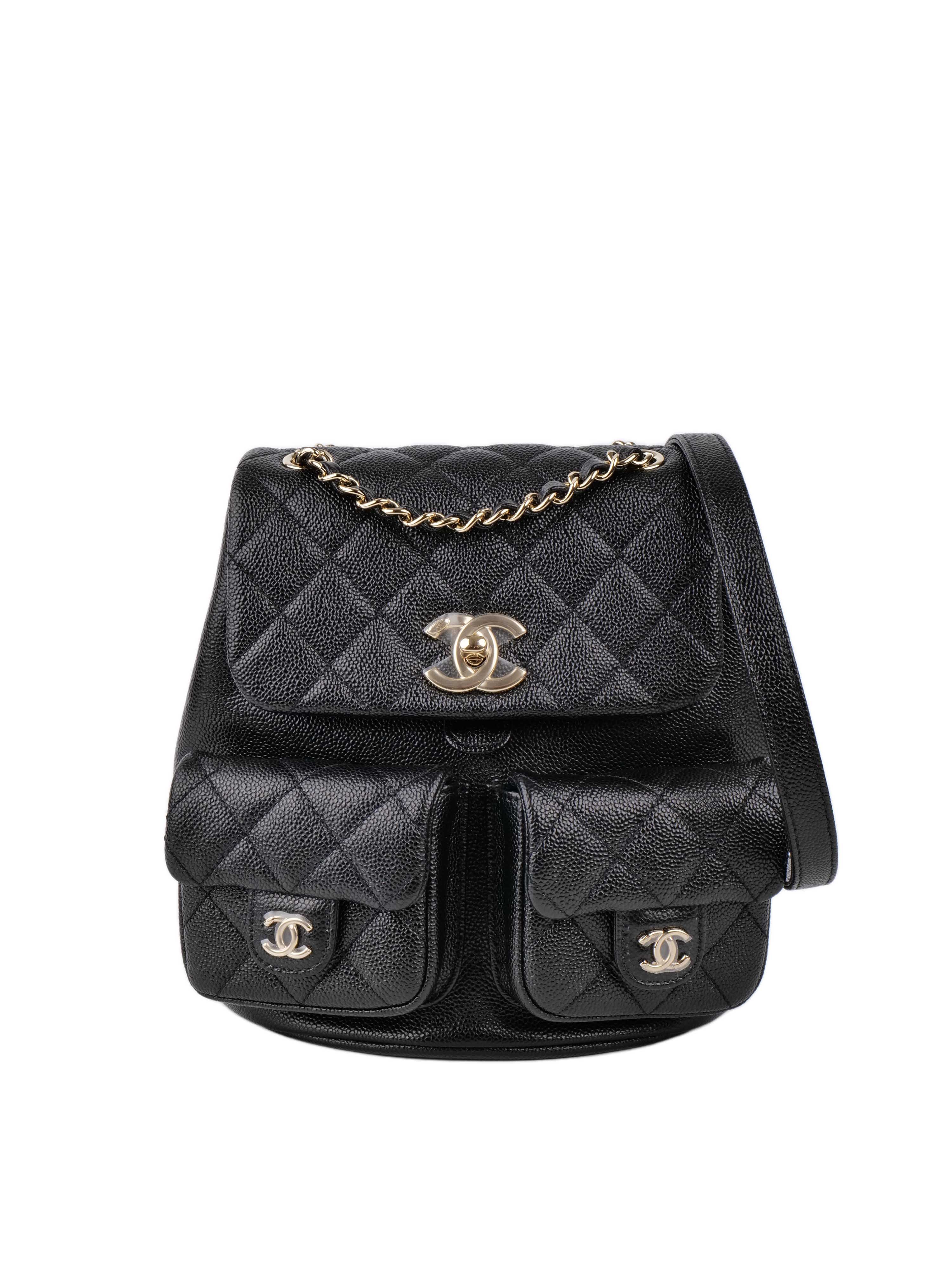 chanel black caviar leather backpack Chanel Black Caviar Duma Backpack