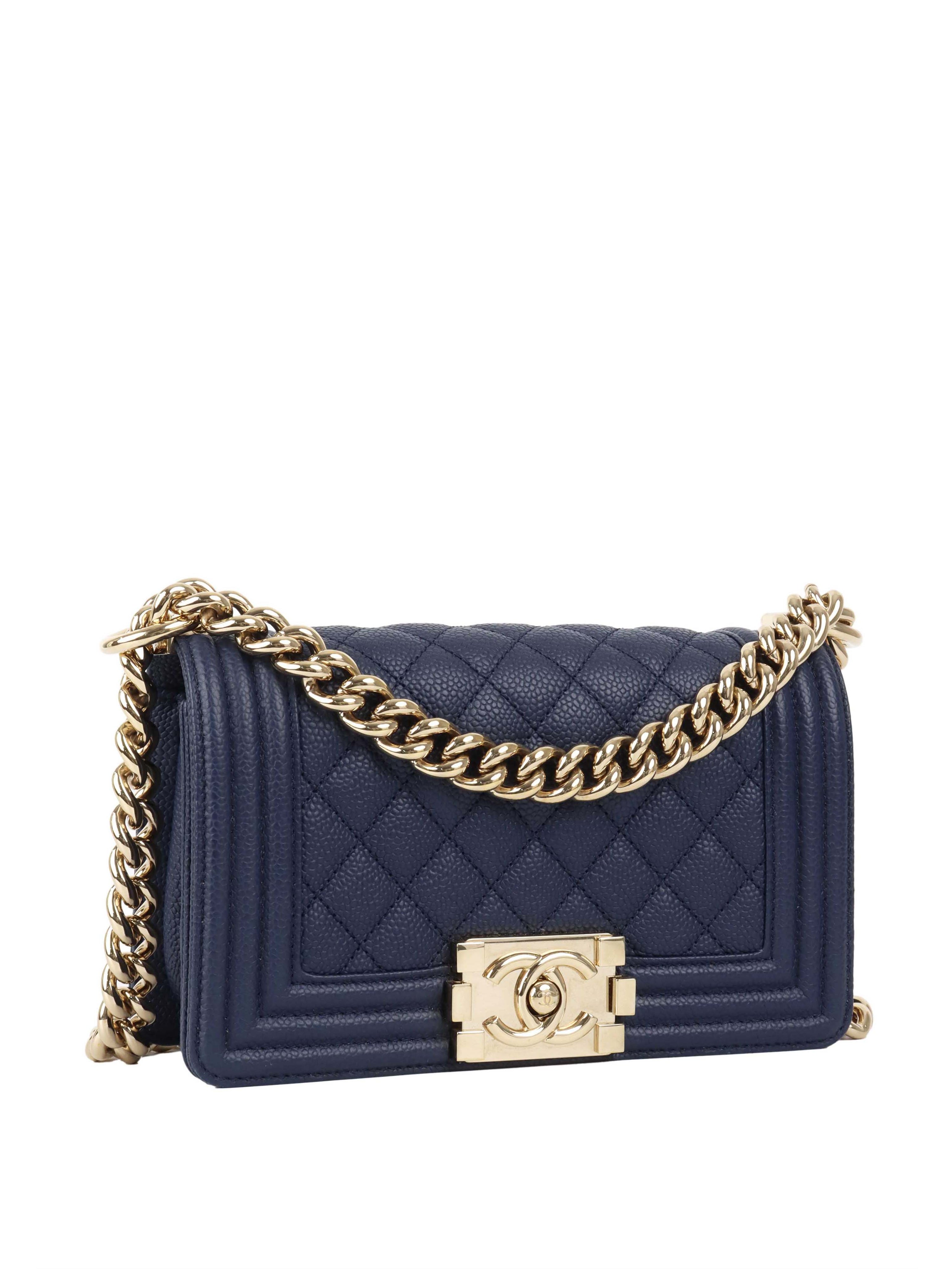 Chanel Small Caviar Navy Boy Bag GHW.