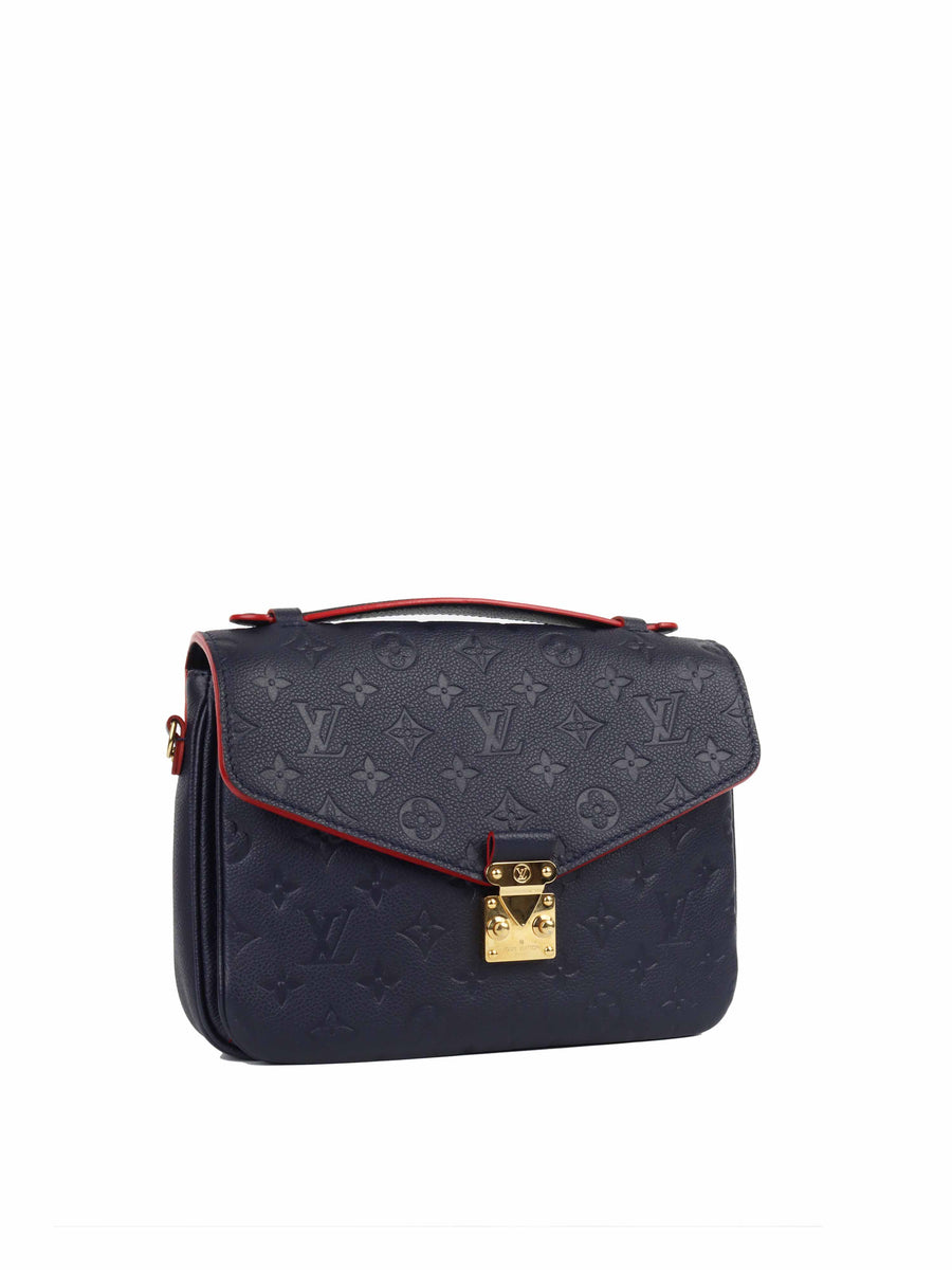 LOUIS VUITTON Metis Pochette Empreinte Leather Crossbody Bag Navy Blue