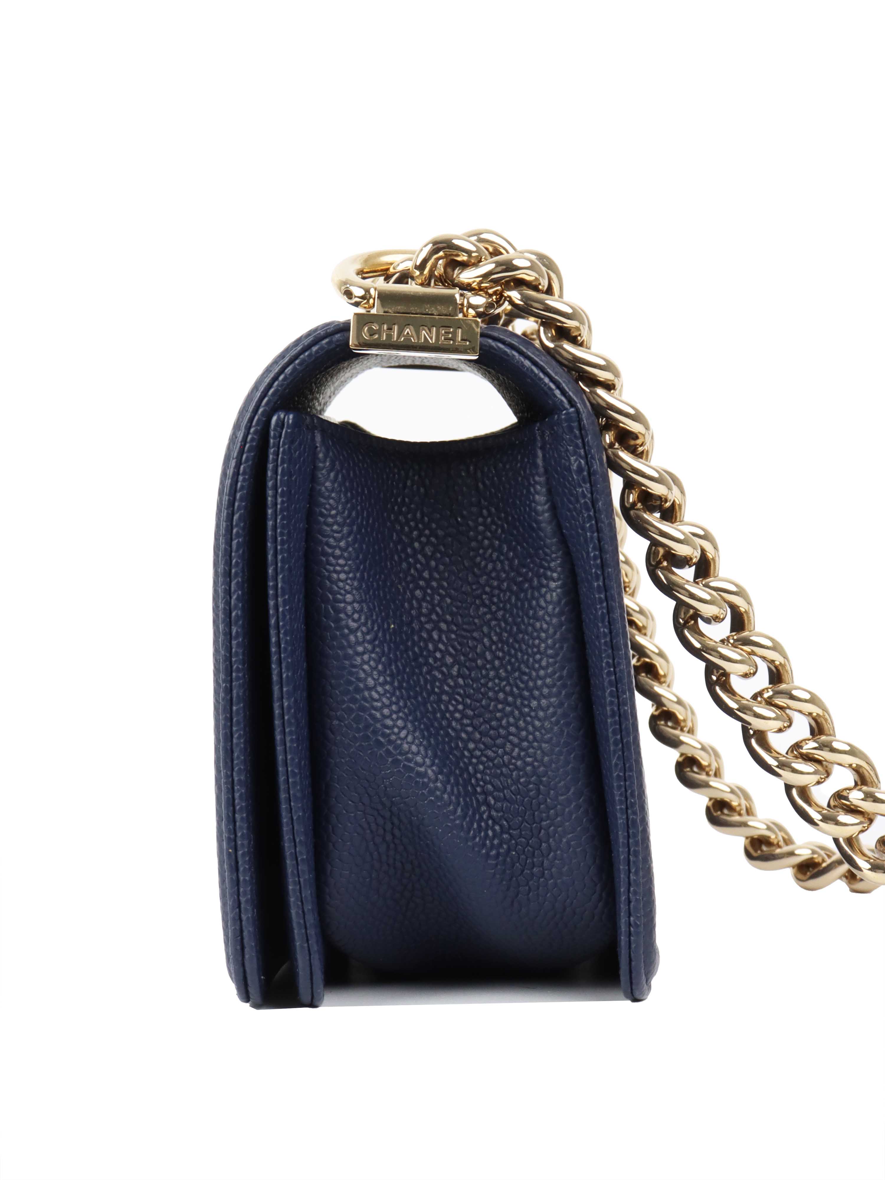 Chanel Small Caviar Navy Boy Bag GHW.