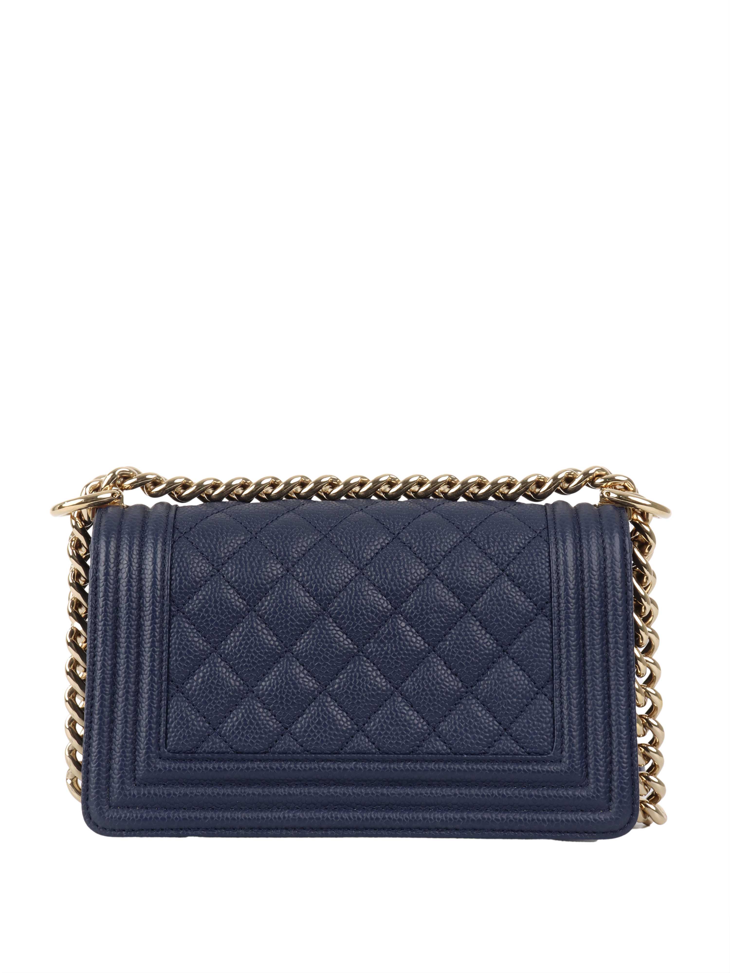 Chanel Small Caviar Navy Boy Bag GHW.