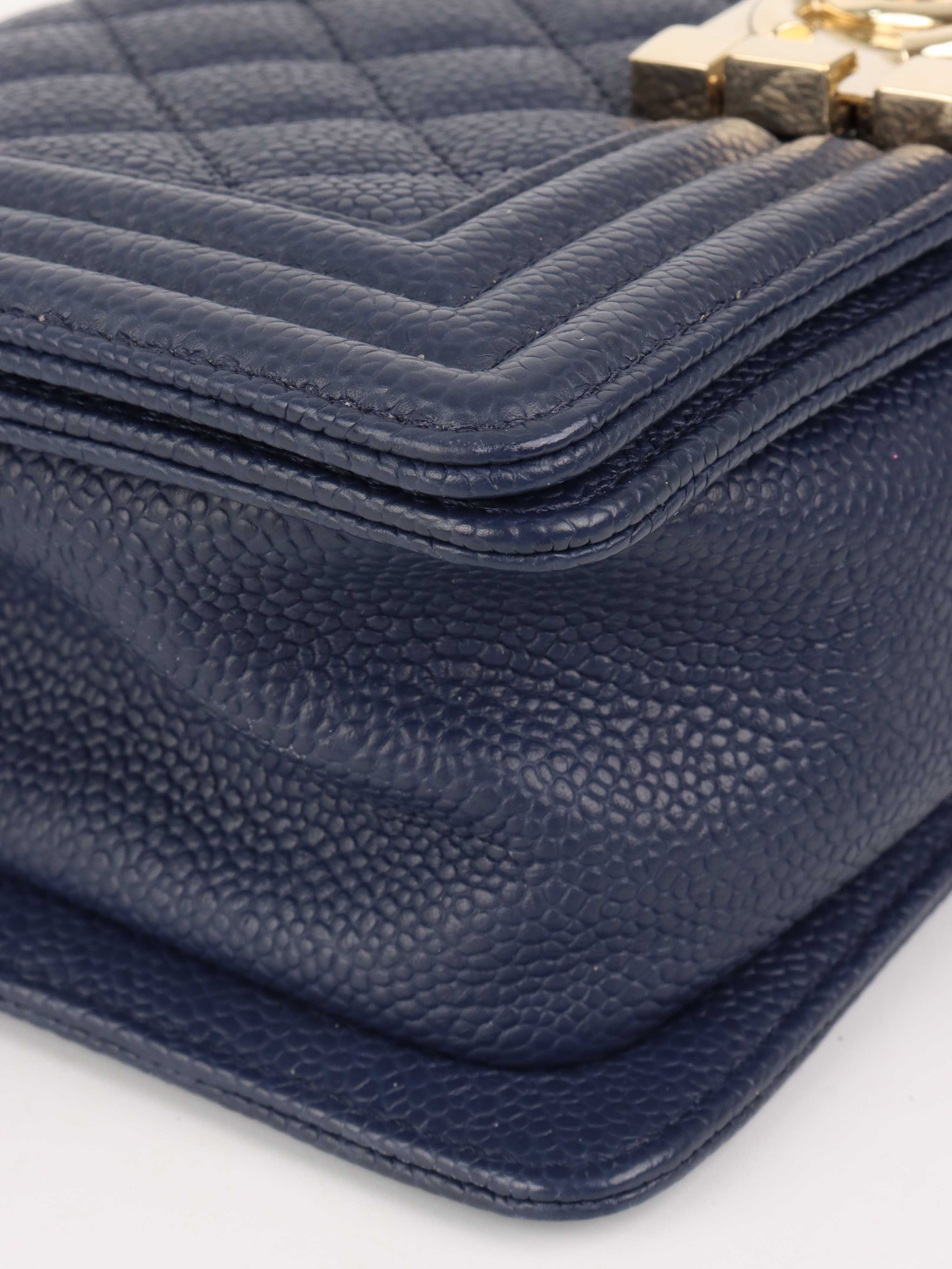 Chanel Small Caviar Navy Boy Bag GHW.