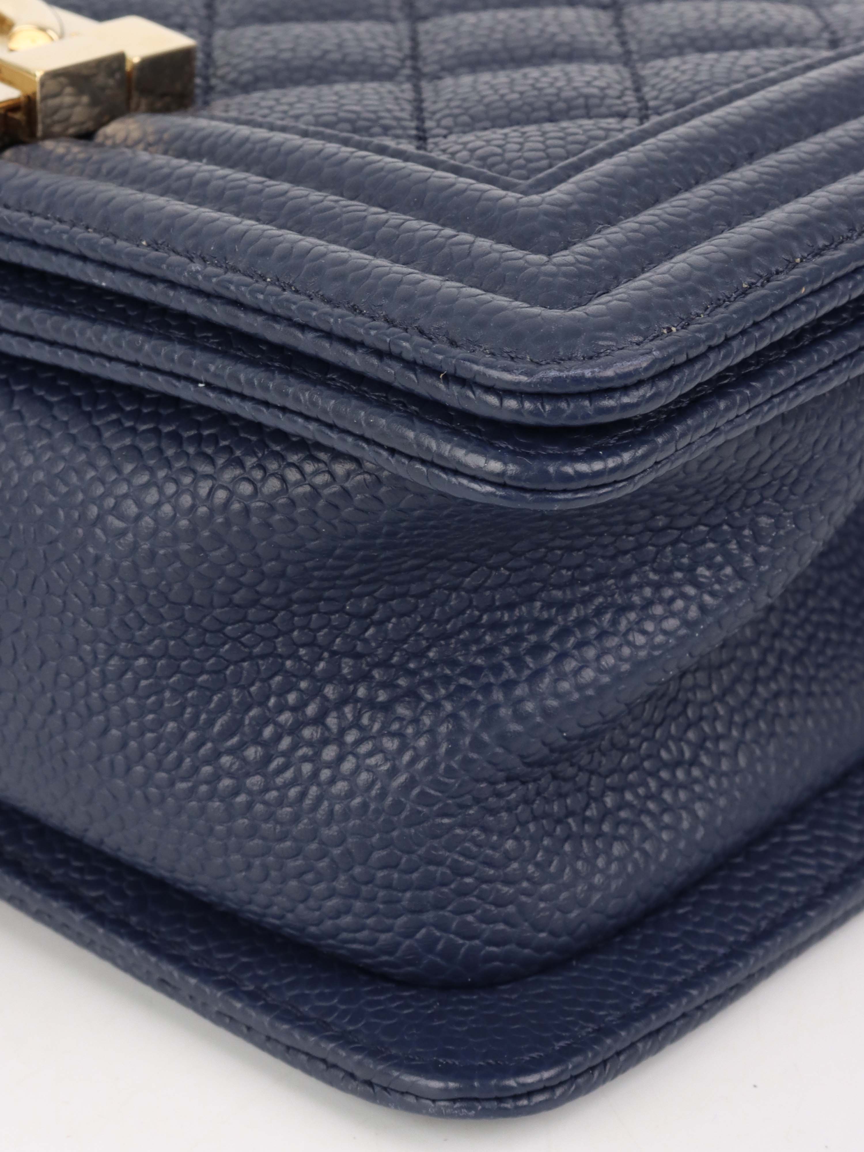 Chanel Small Caviar Navy Boy Bag GHW.