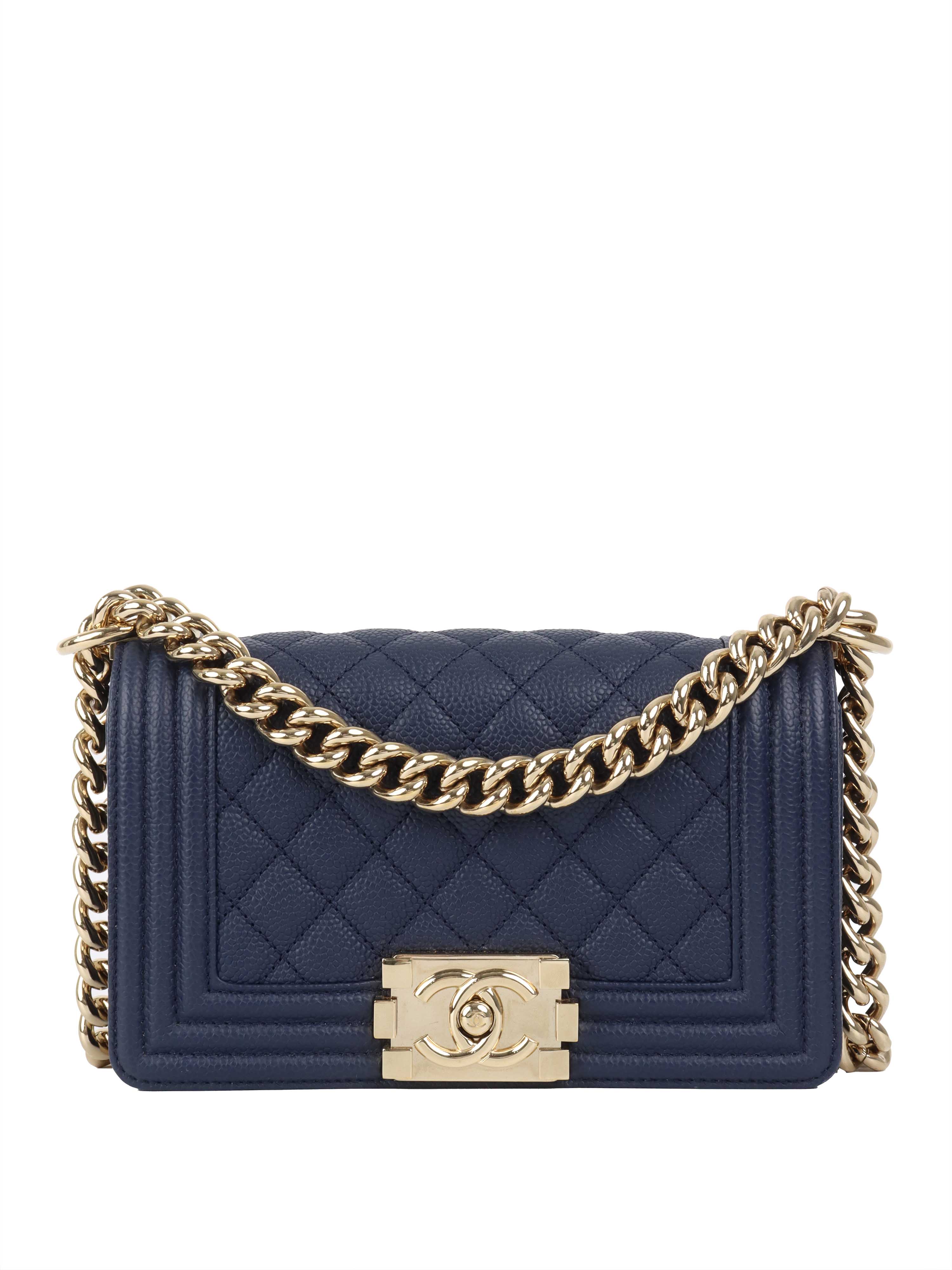 Chanel Small Caviar Navy Boy Bag GHW.