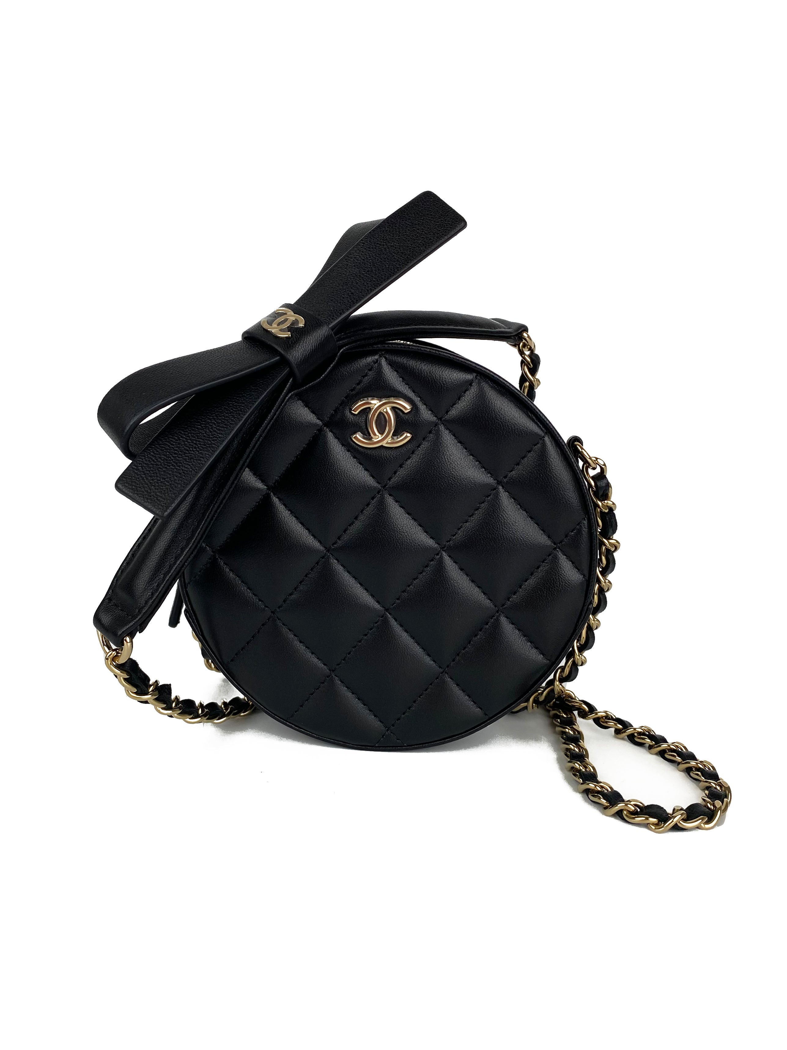 Chanel round bag on sale black