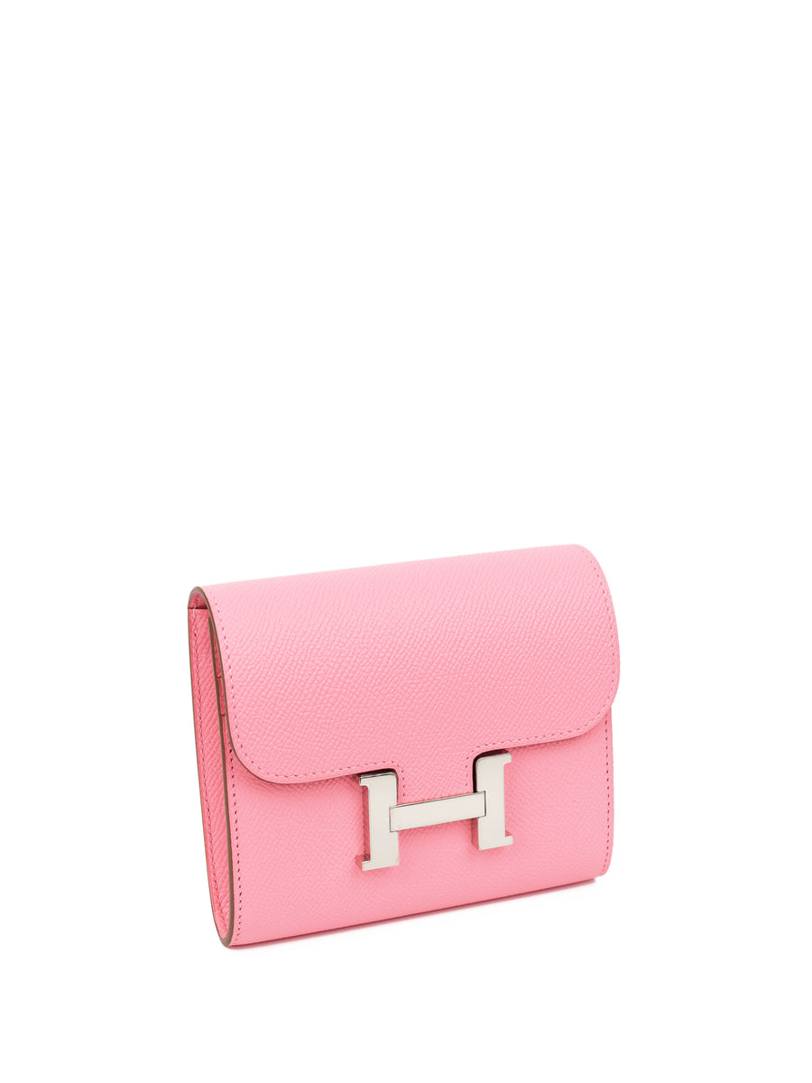 Hermes Rose Confetti Epsom Constance Compact Wallet New