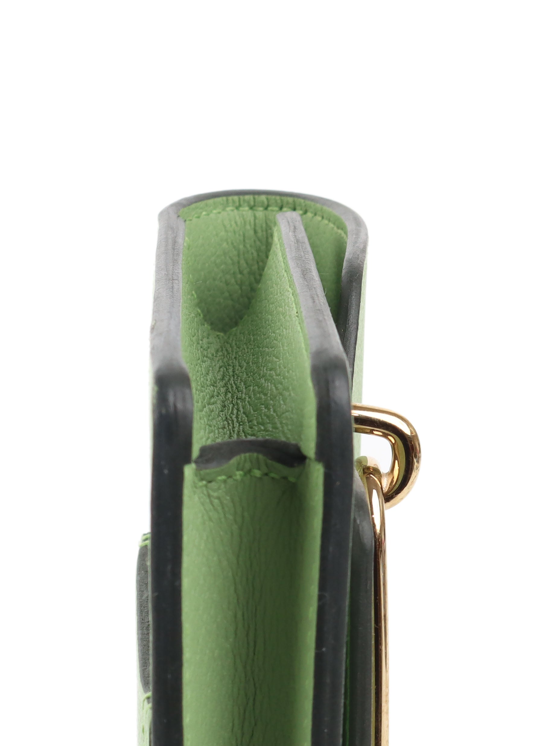 Hermes Roulis Slim Evercolor Leather Vert Criquet Z stamp