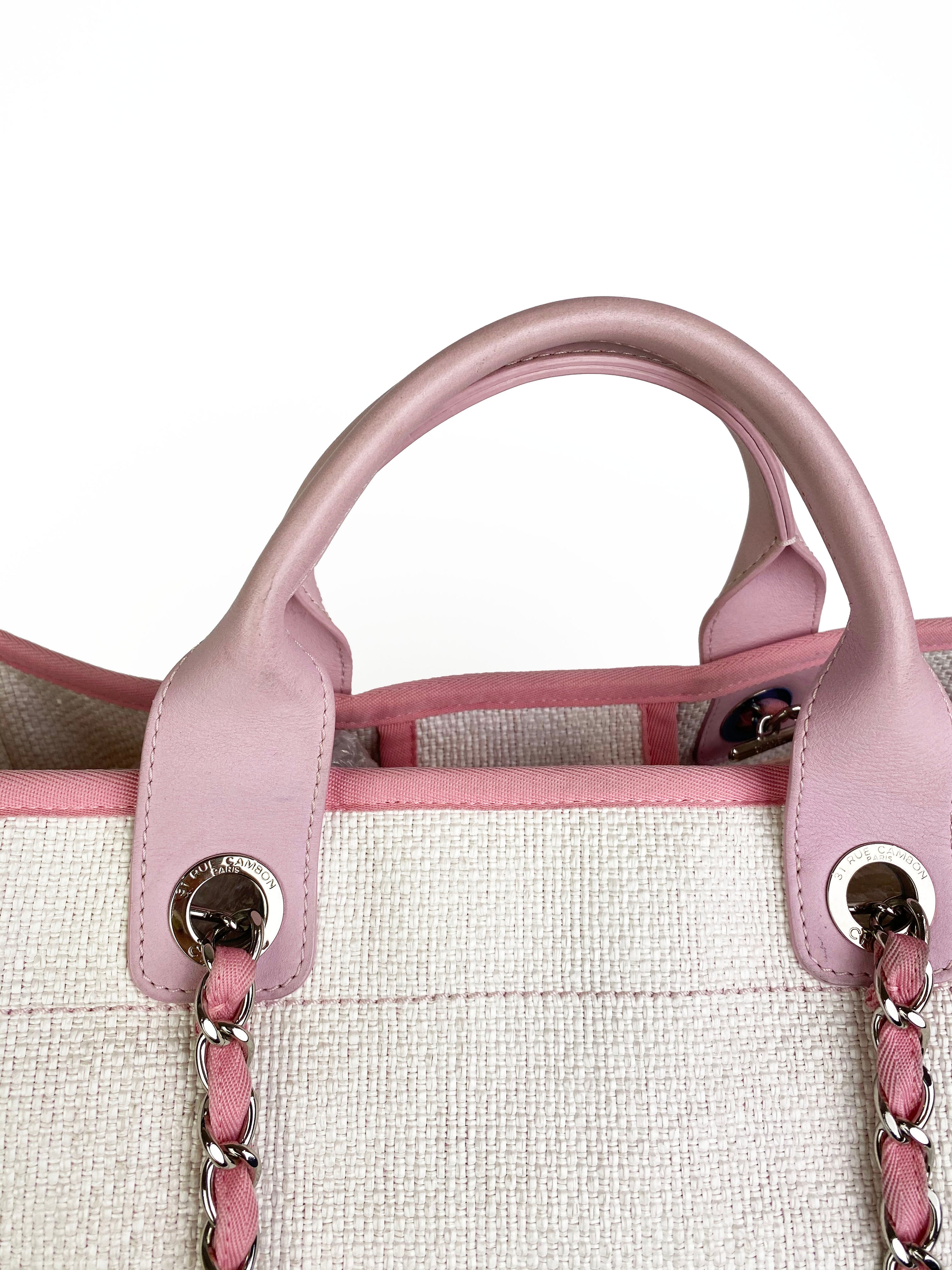 Chanel Pink & White Deauville Tote