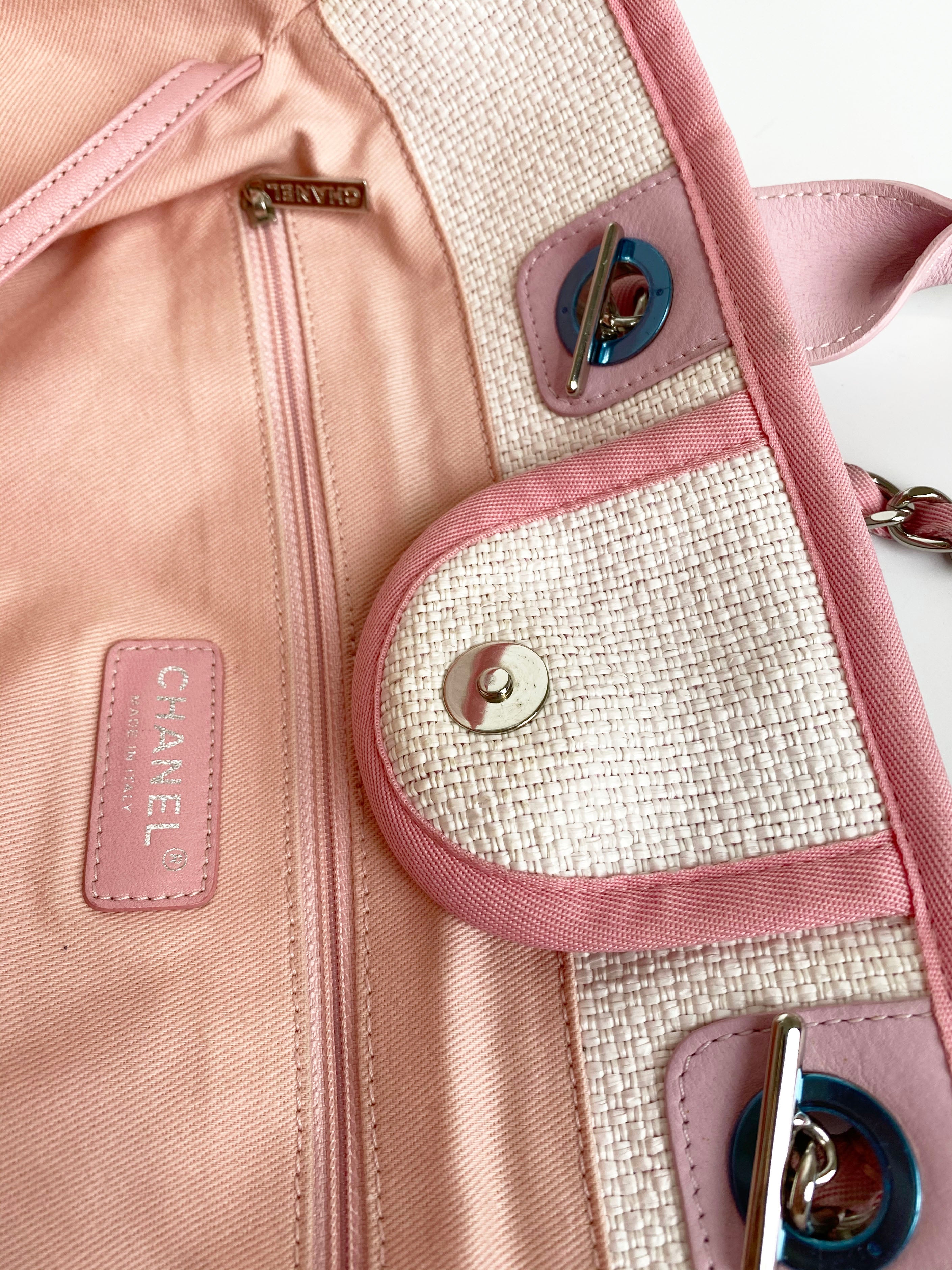 Chanel Pink & White Deauville Tote