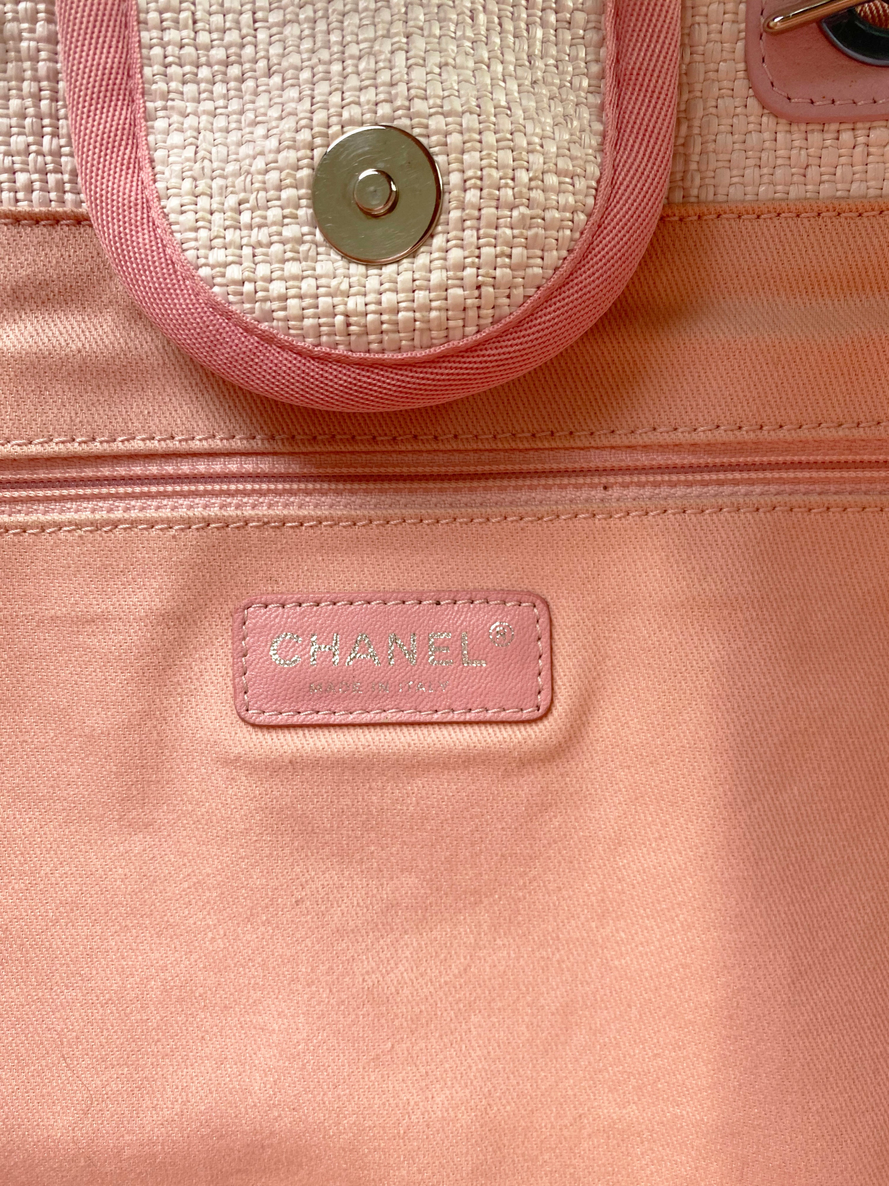 Chanel Pink & White Deauville Tote