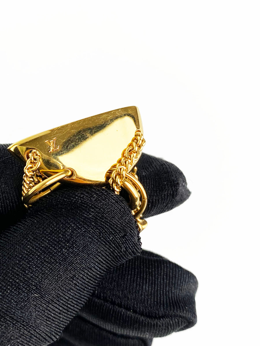 LOUIS VUITTON Brass Bionic Chain Earrings Gold 1071475