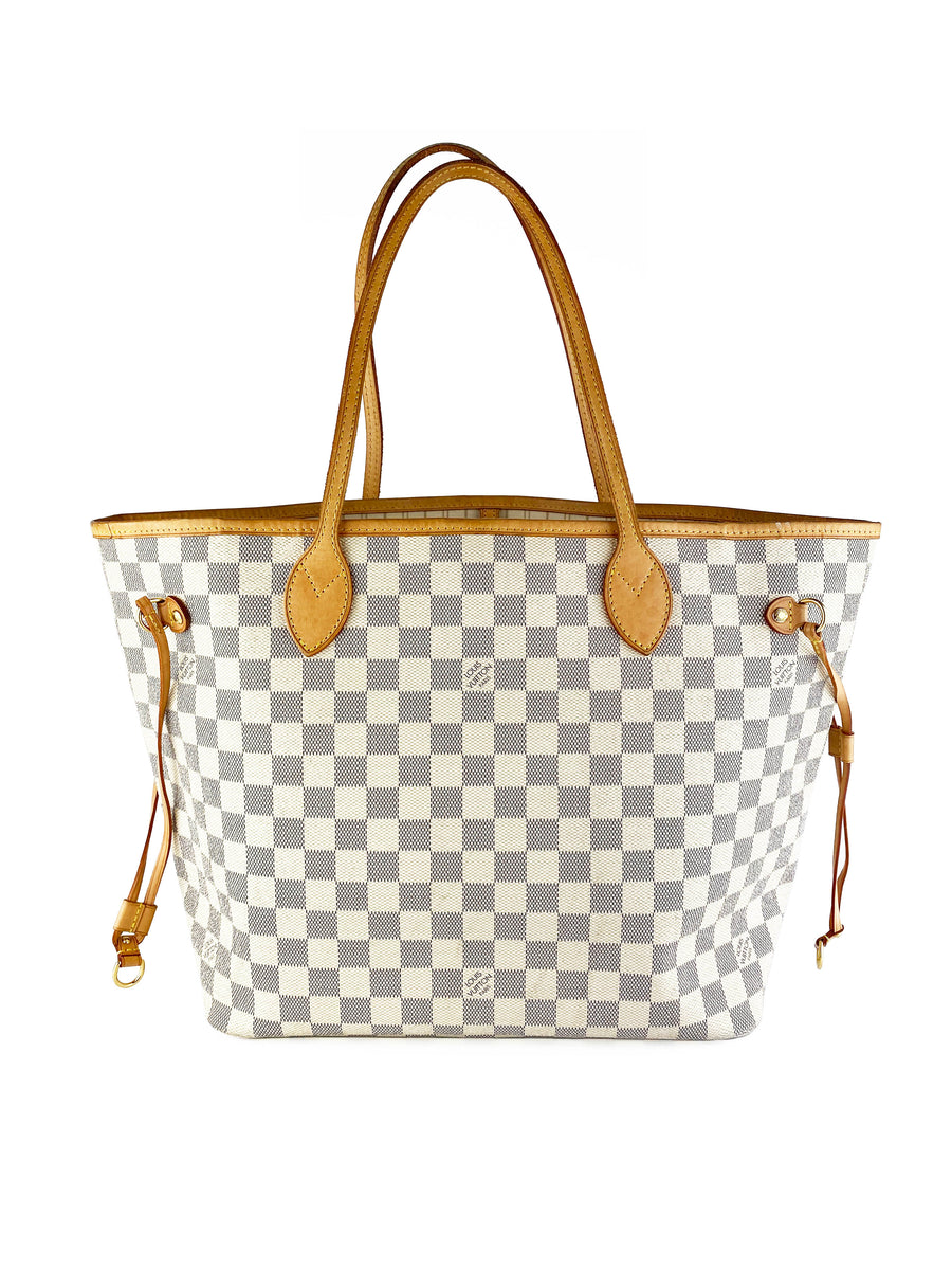 LOUIS VUITTON Neverfull GM Damier Azur Tote Shoulder Bag White