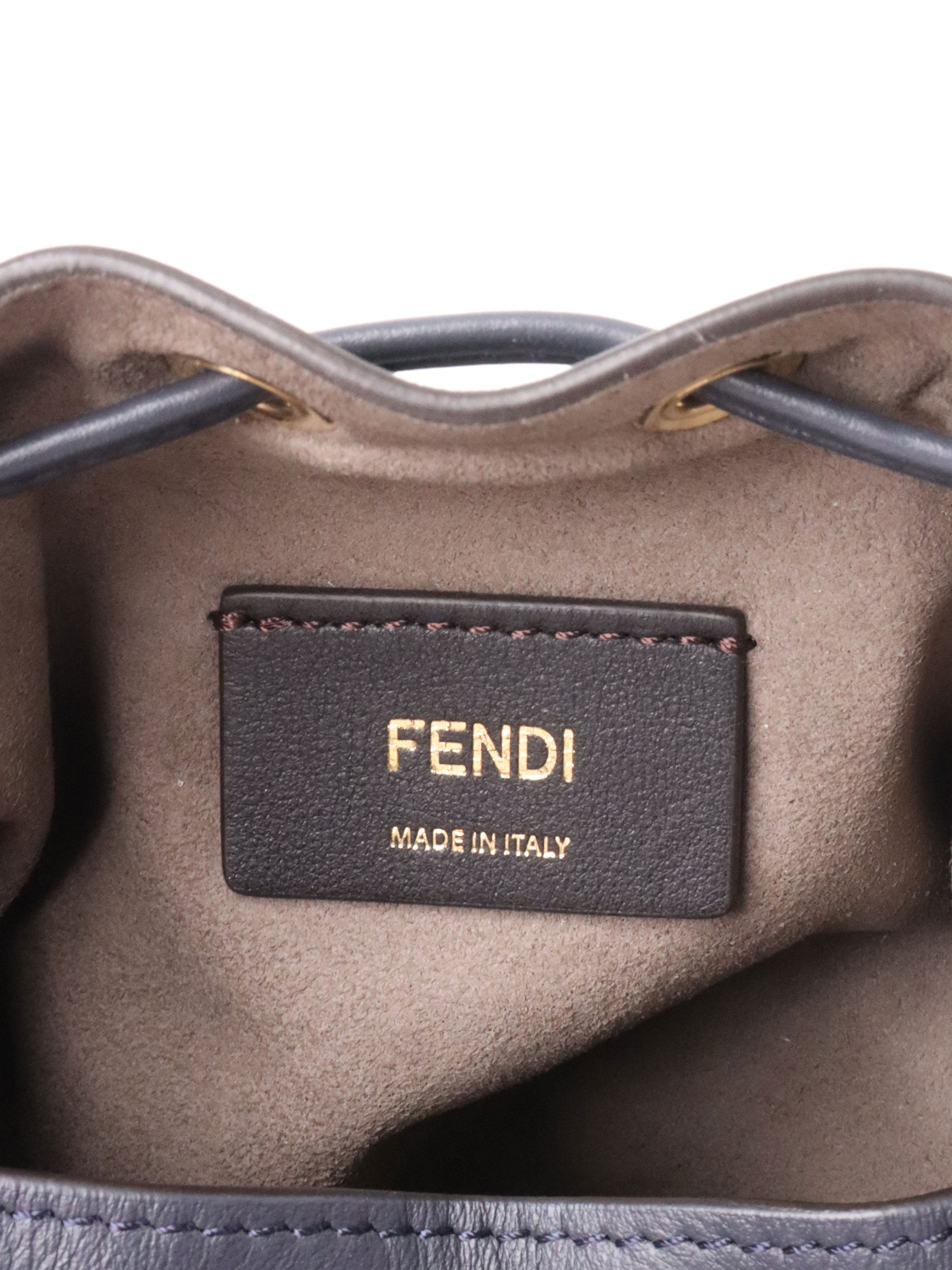 Fendi Mini Navy Fabric Mon Tresor Bucket Bag