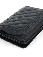 Chanel Black Caviar Boy Wallet On Chain GHW