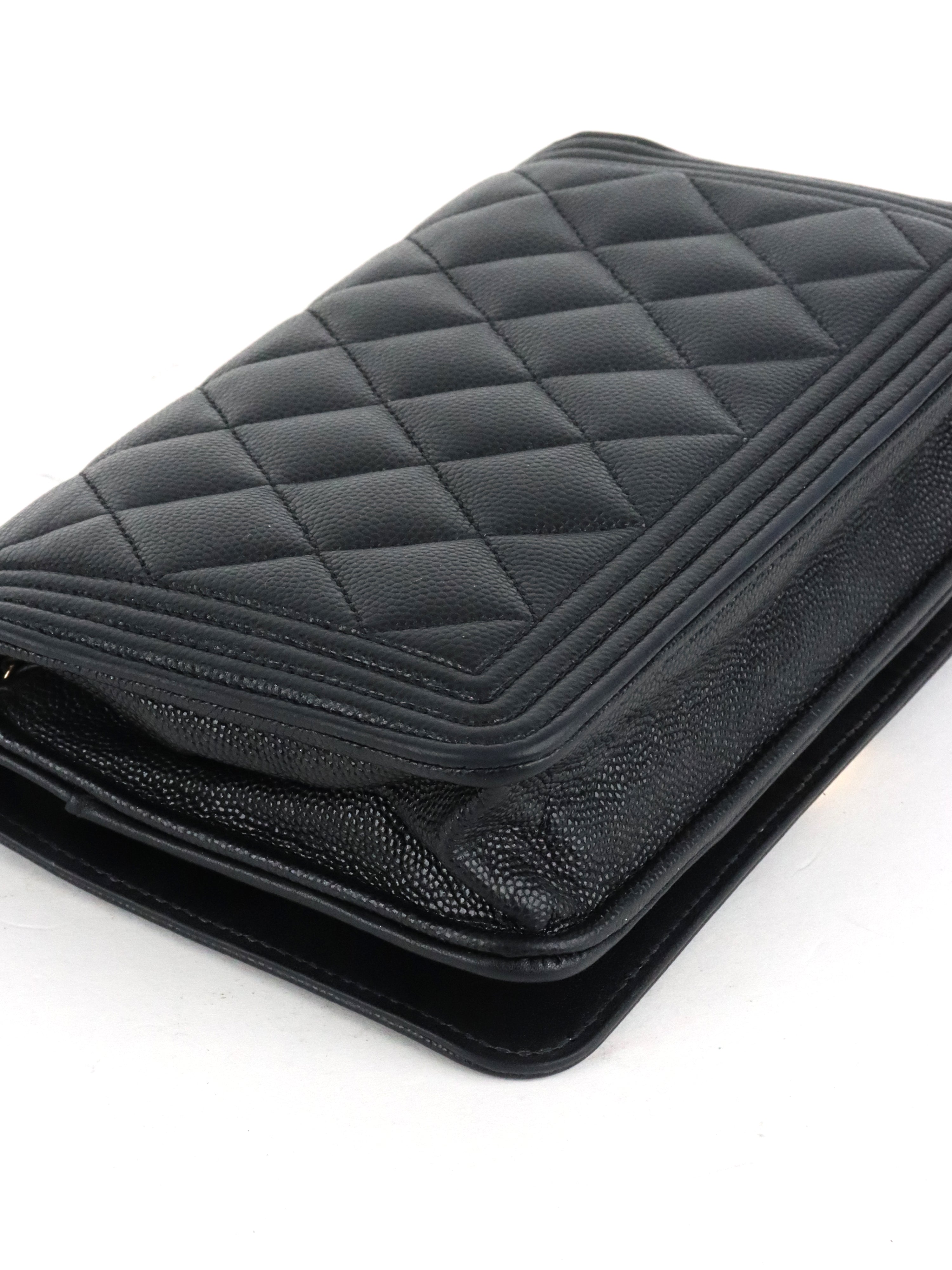 Chanel Black Caviar Boy Wallet On Chain GHW