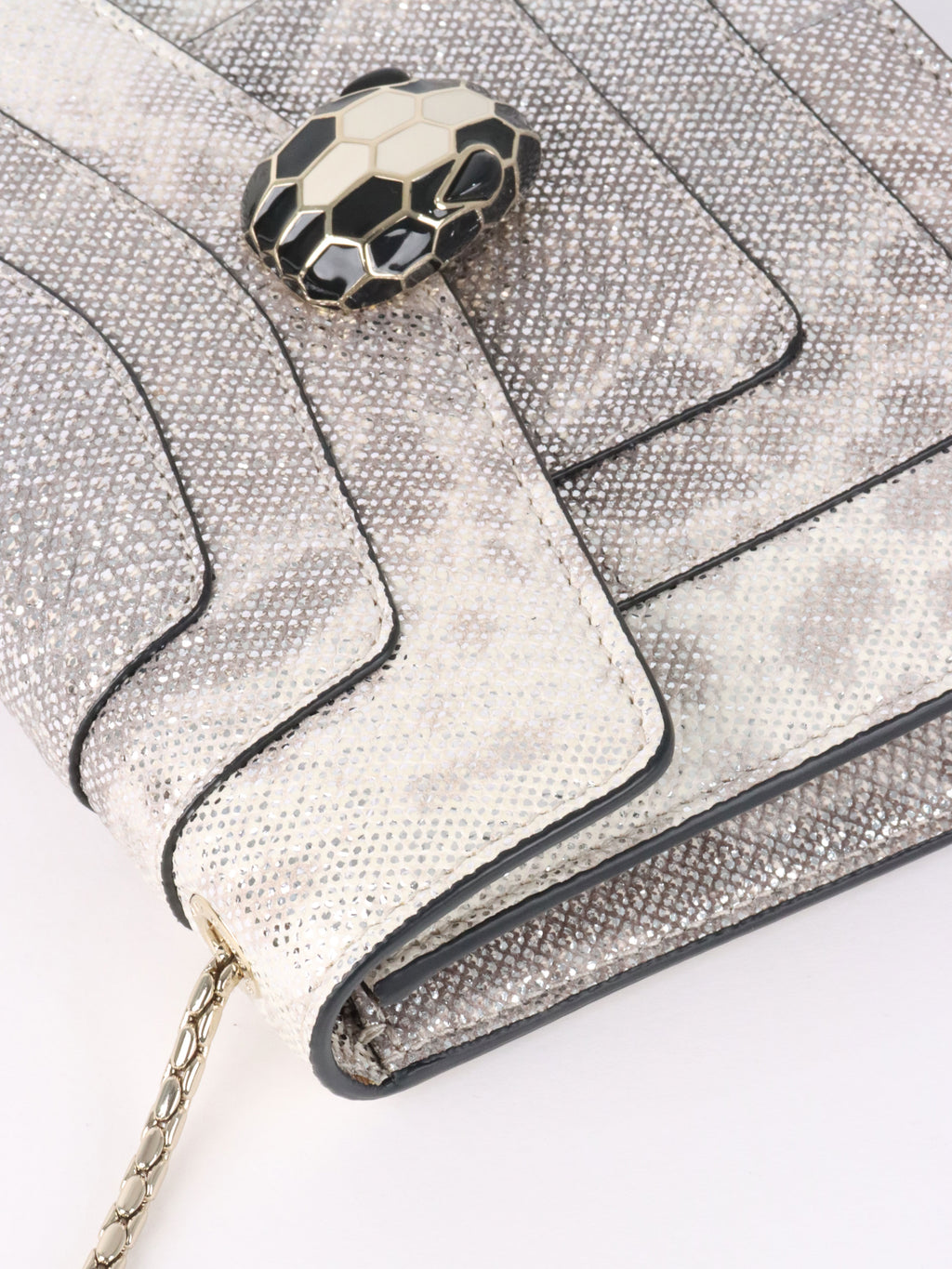 Bvlgari Small Silver and White Serpenti Forever Shoulder Bag.