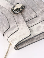 Bvlgari Small Silver and White Serpenti Forever Shoulder Bag.