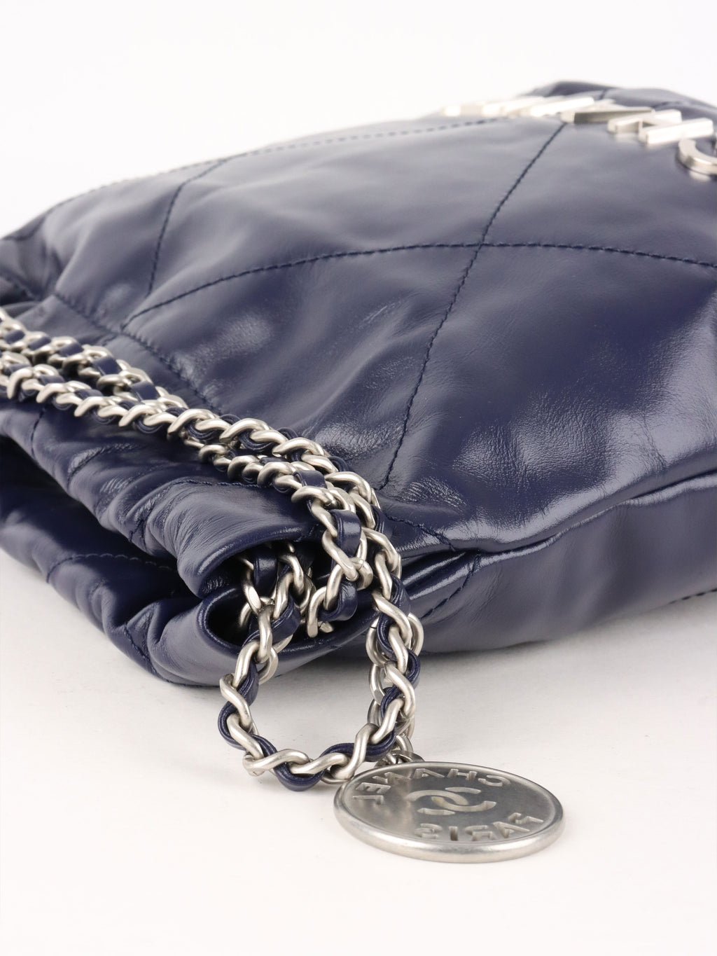 Chanel Mini 22 Navy Shiny Calfskin Quilted Bag