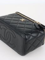Chanel Black Lambskin Vanity Case with Handle LGHW