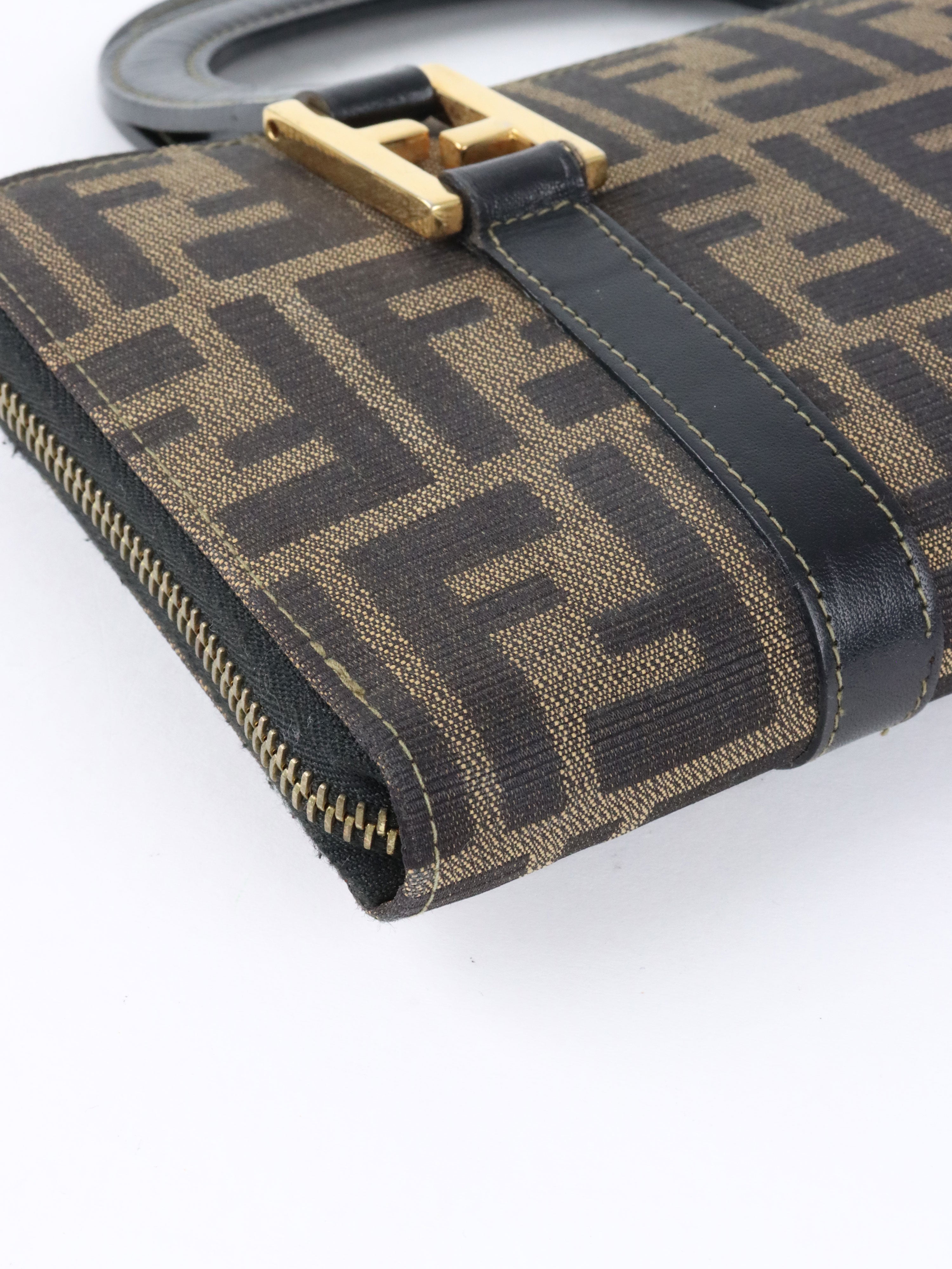 Fendi Vintage Zucca Canvas Top Handle Wallet Bag