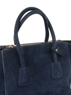 Prada Royal Blue Suede Double Zipped Shoulder Bag.