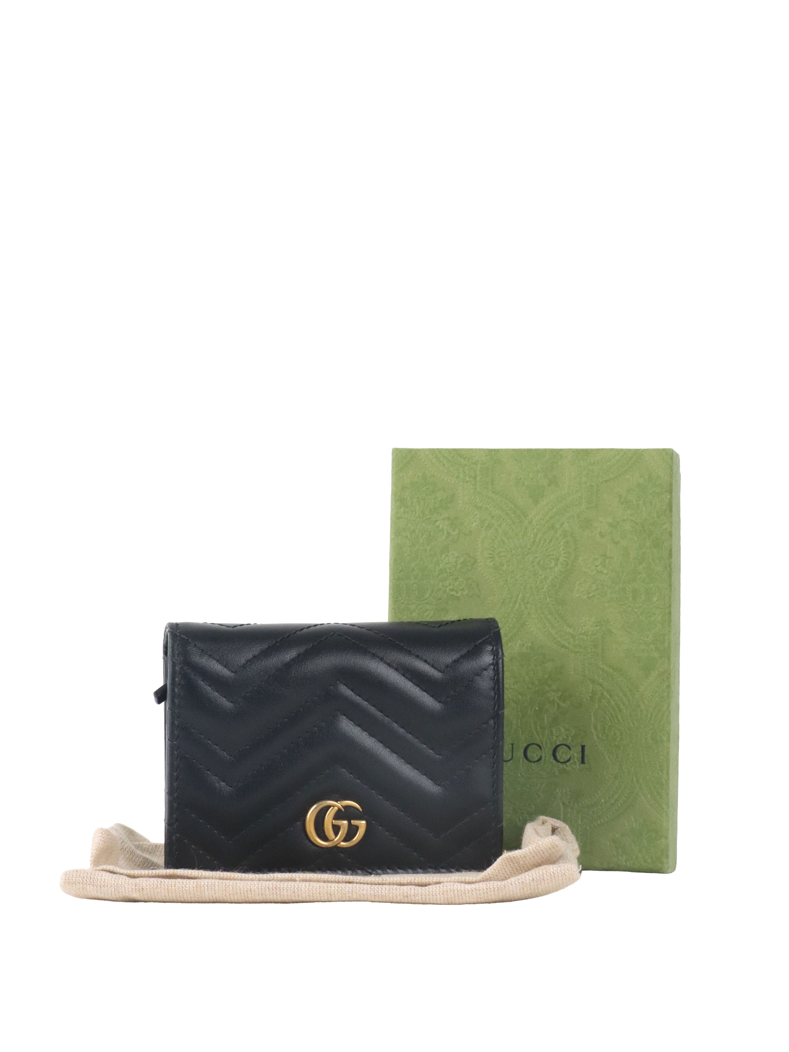 Gucci Black GG Marmont Card Case Wallet