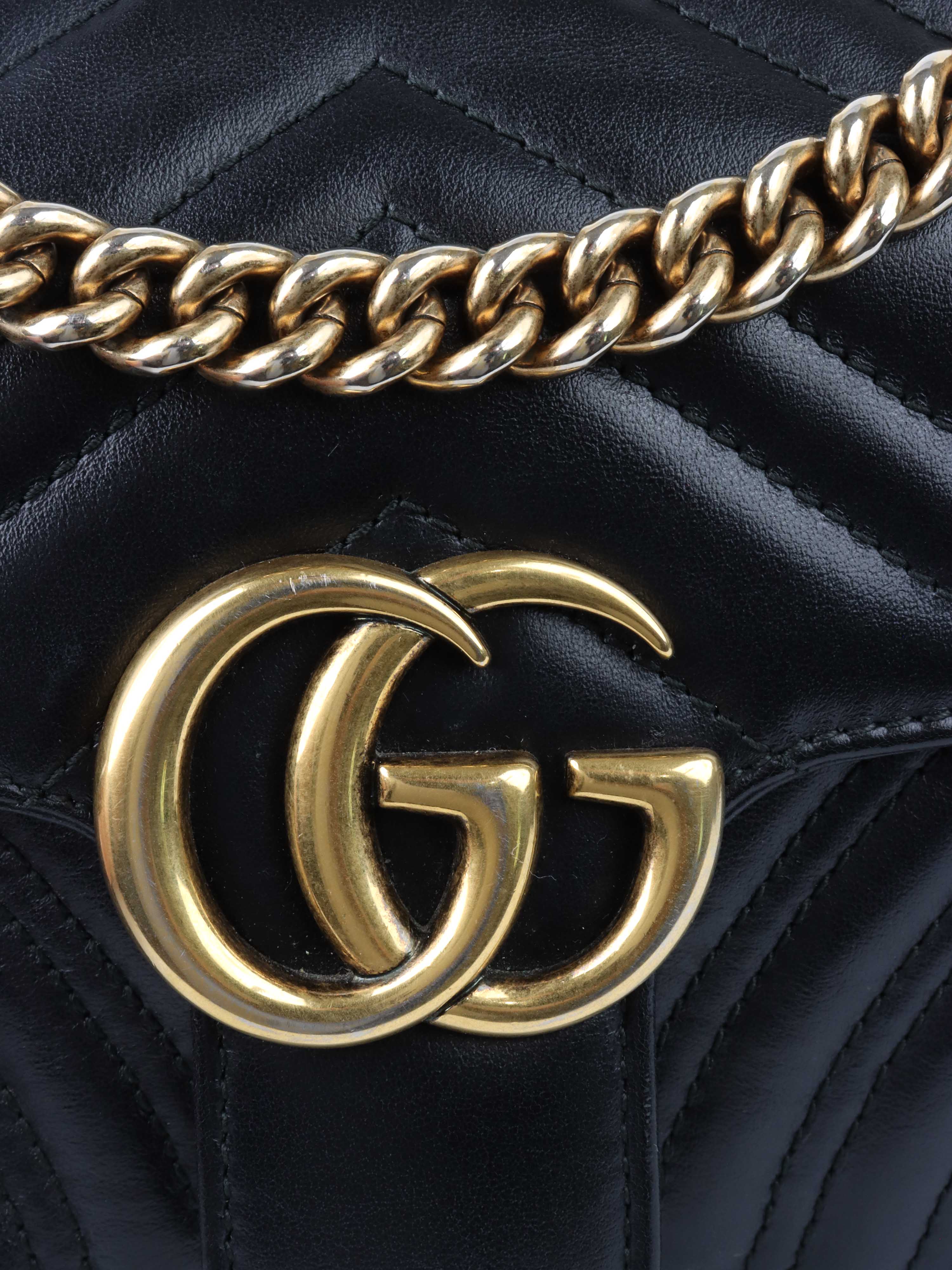 Gucci Black Mini Marmont Shoulder Bag.