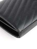 Saint Laurent Black Cassandre Envelope Chain Wallet