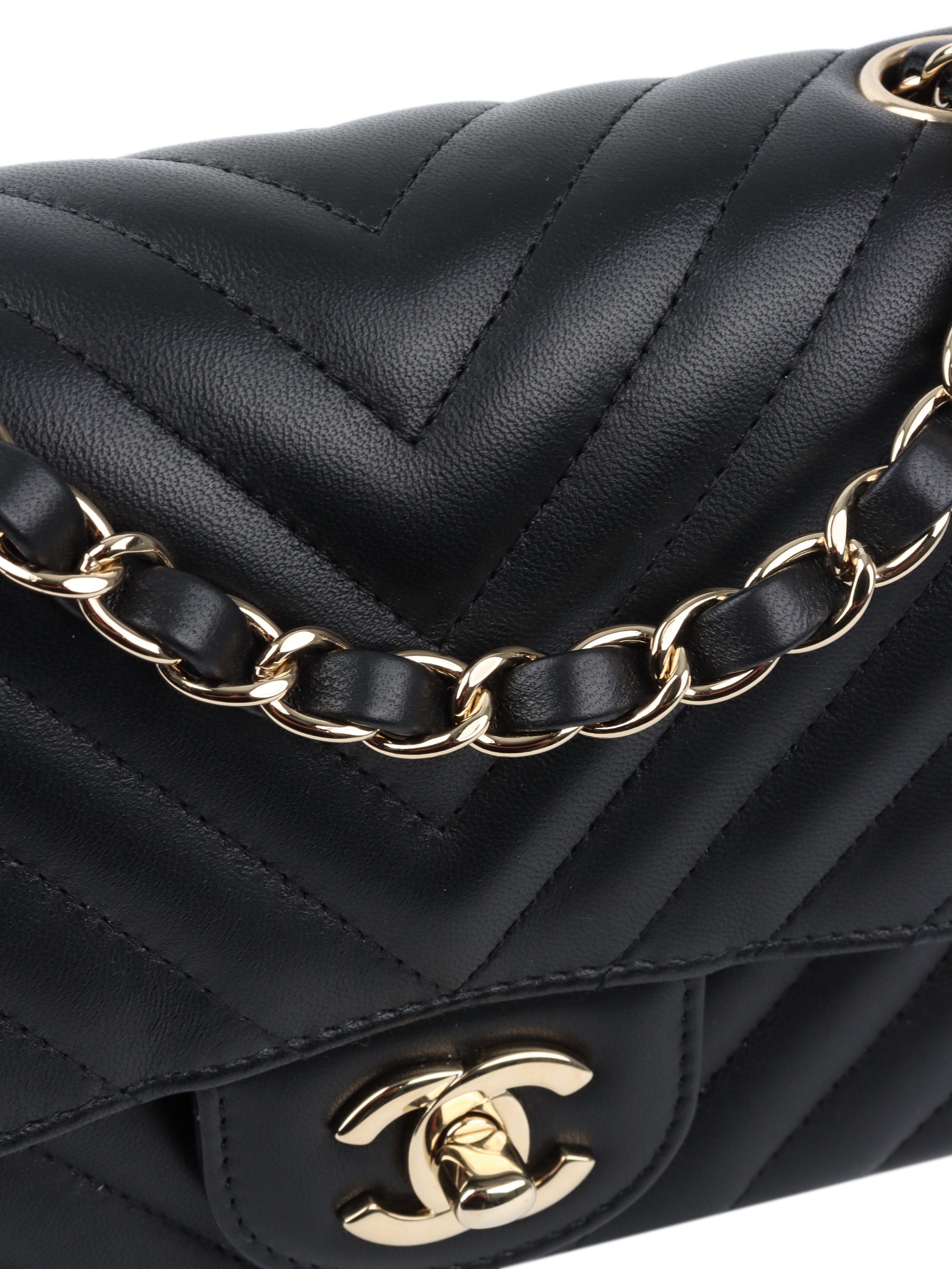 Chanel Black Mini Chevron Square Bag.