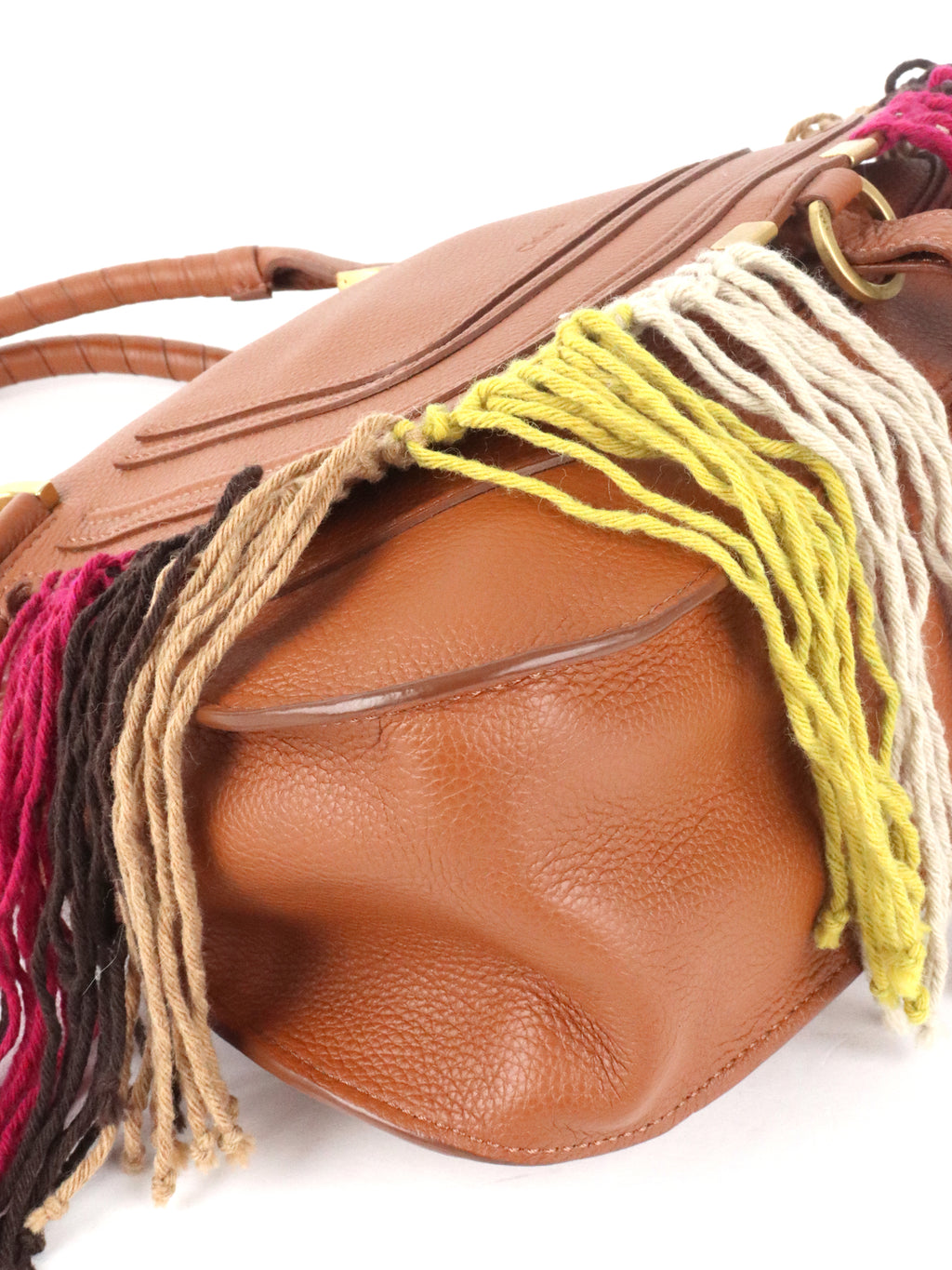 Chloe Marcie Medium Fringed Leather Tote Tan