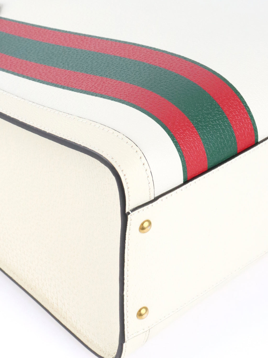 Gucci White Diana NM Stripe Bamboo Handle Bag