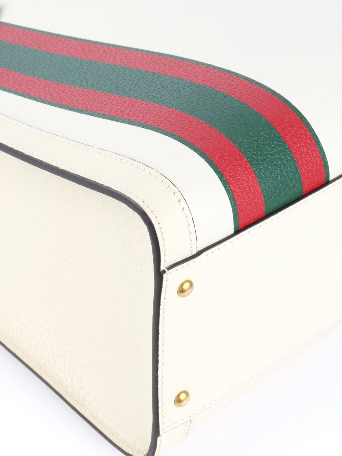 Gucci White Diana NM Stripe Bamboo Handle Bag
