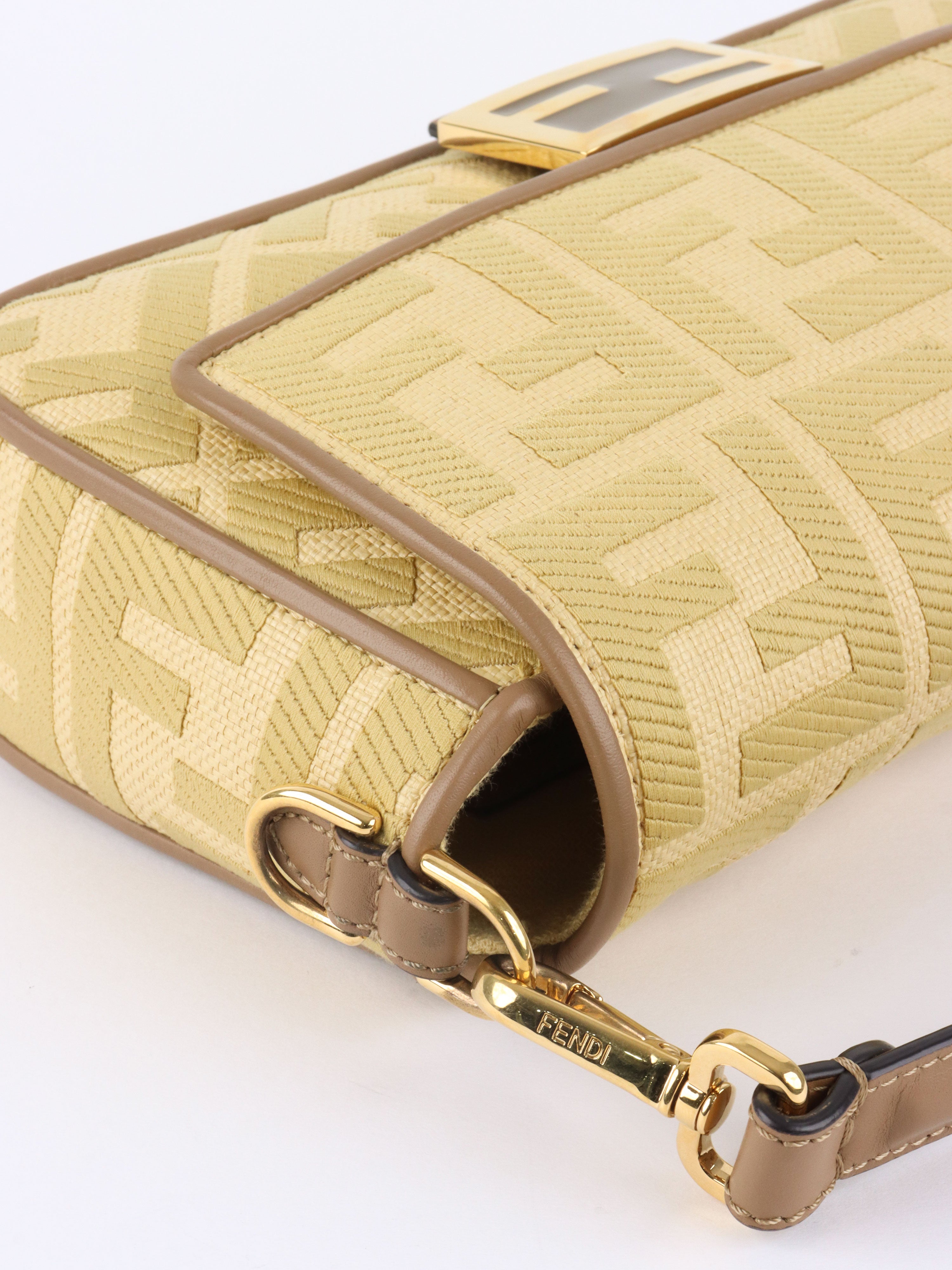 Fendi Woven Rafia Vitello Baguette  Bag.