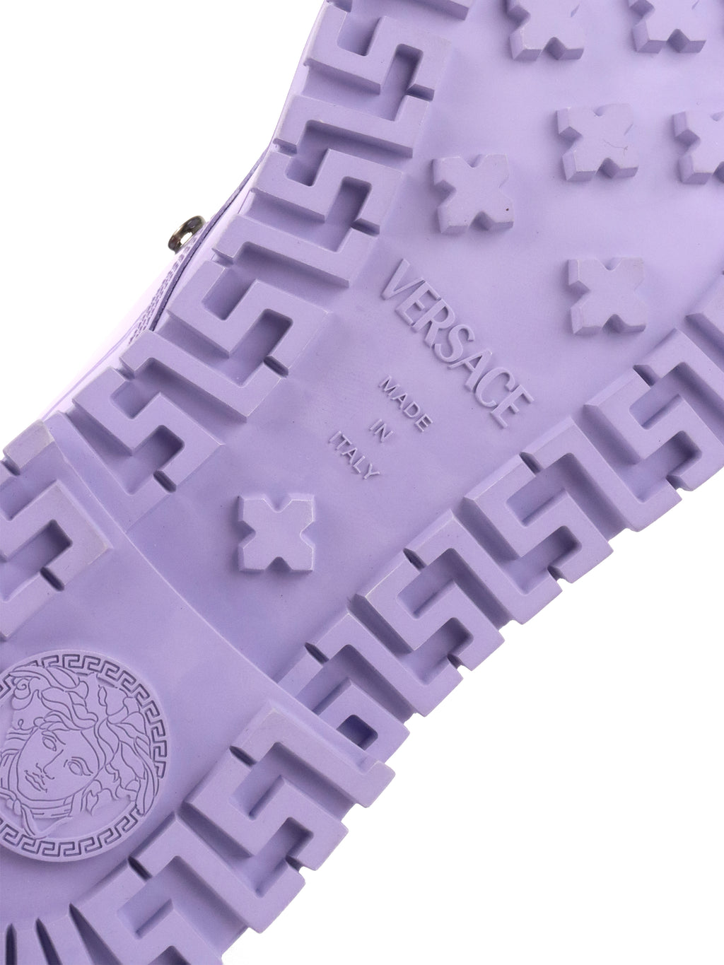 Versace Lavender Medusa Patent Leather Boots 40