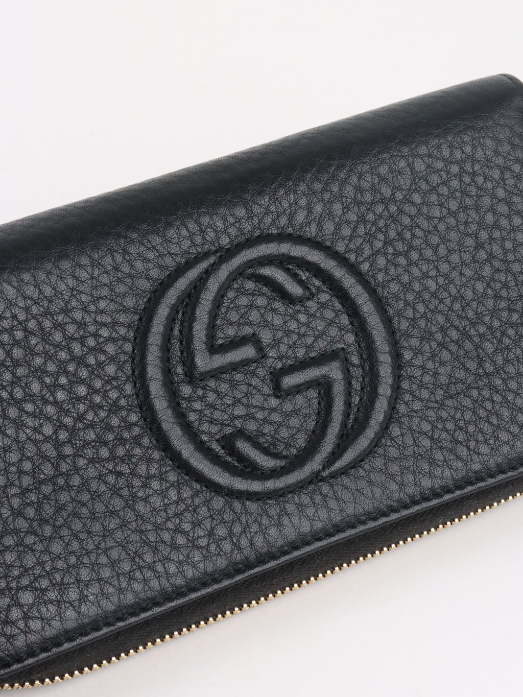 Gucci Black Soho GG Long Zip Around Wallet