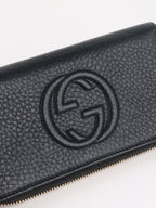 Gucci Black Soho GG Long Zip Around Wallet