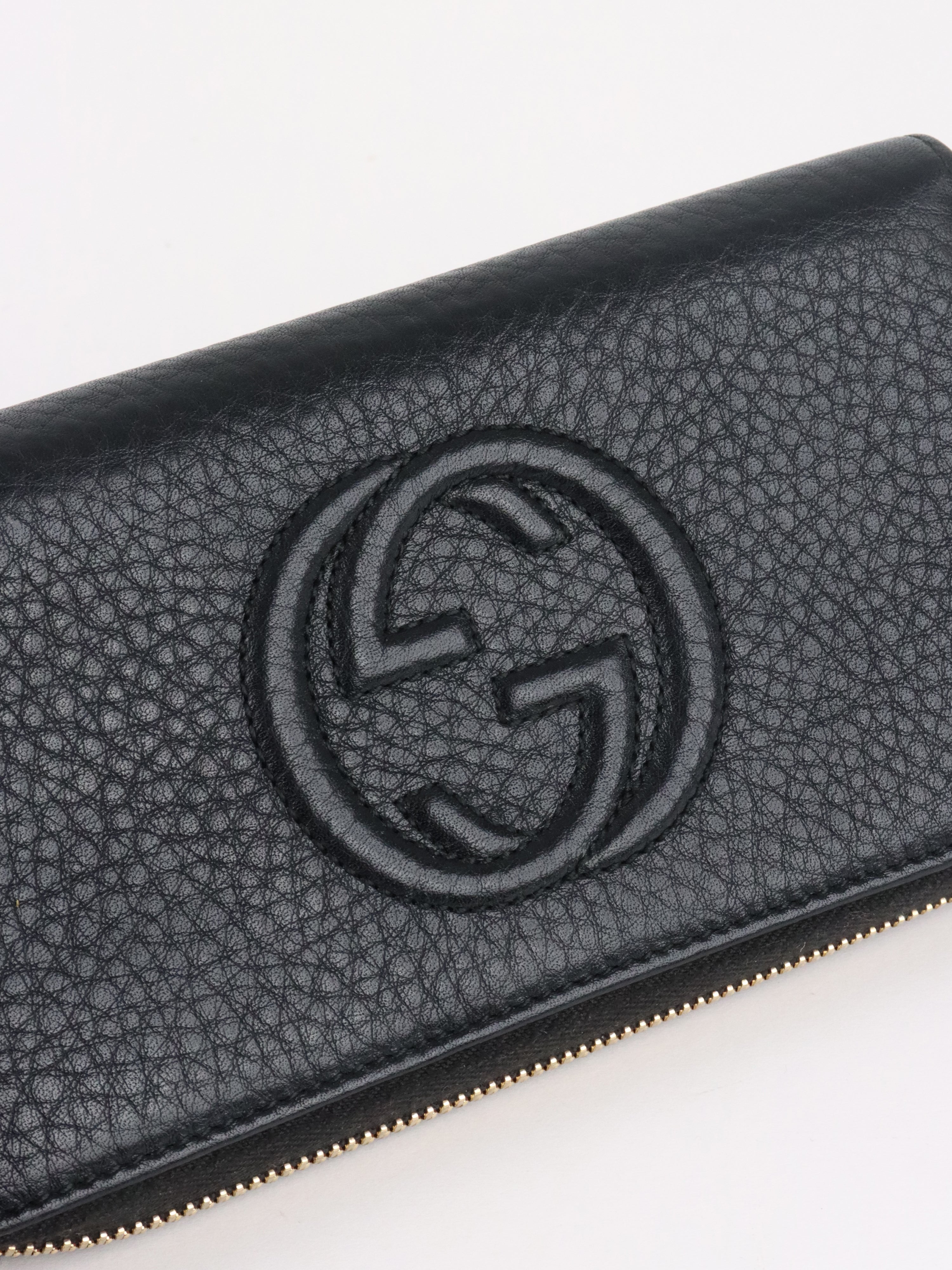 Gucci Black Soho GG Long Zip Around Wallet