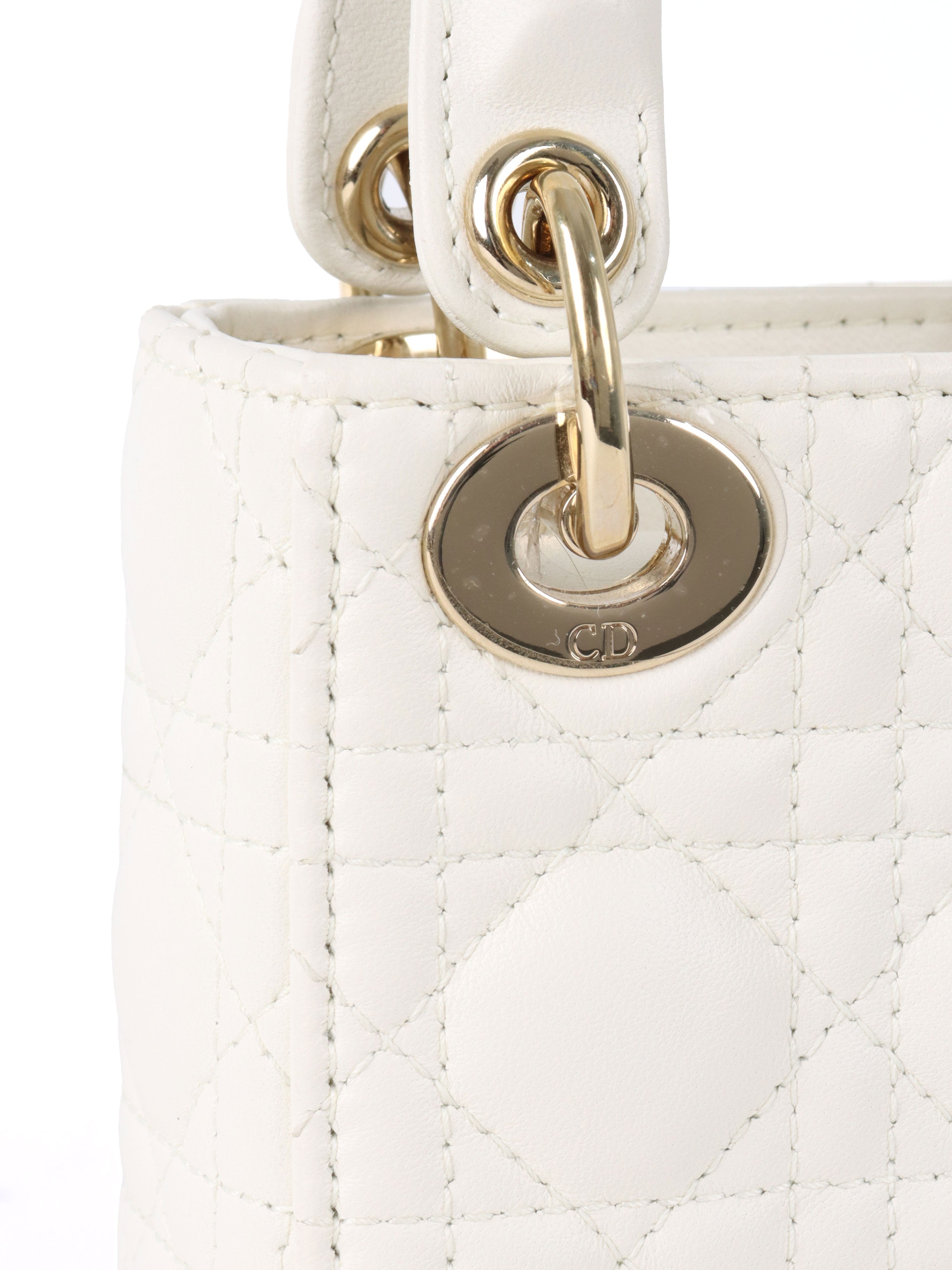 Dior White Micro Lady Dior Bag.