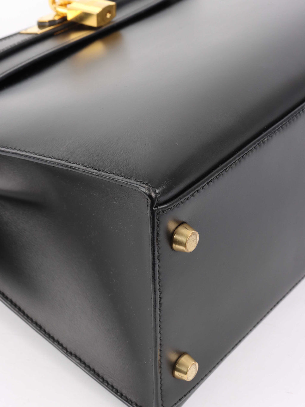Hermes Vintage Black Box Kelly 32 Bag.
