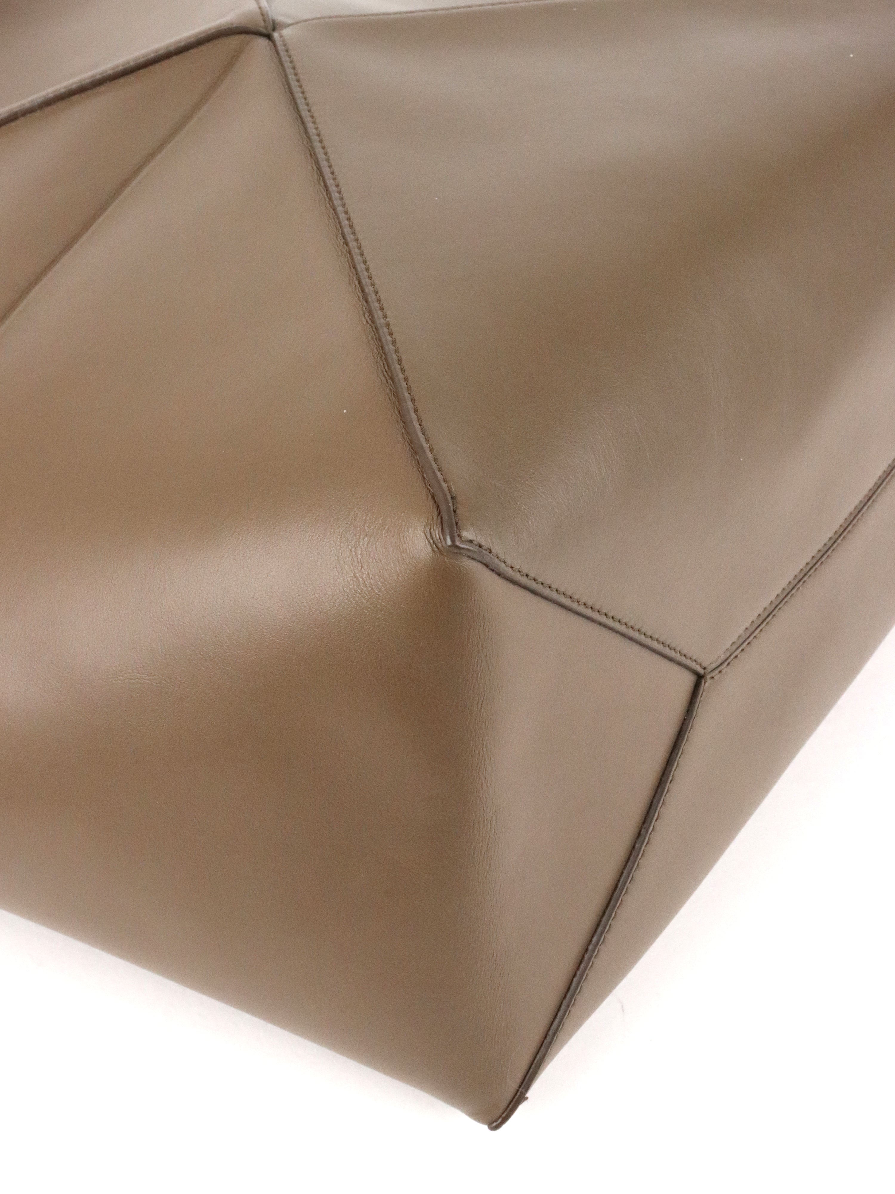 Loewe Large Dark Brown Puzzle Panelled Leather Tote Bag