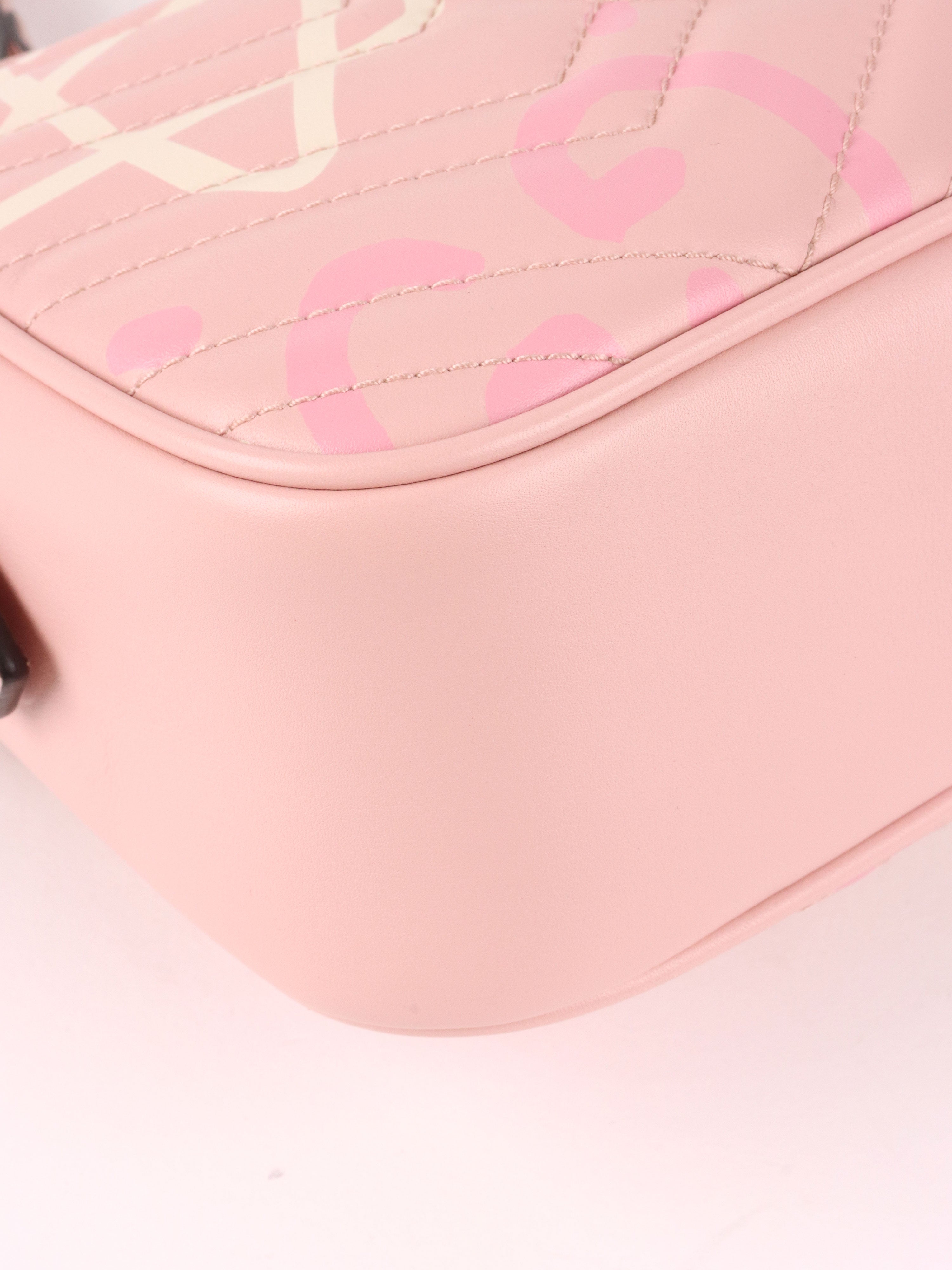 Gucci Pink Small GG Ghost Marmont Matelasse Camera Bag