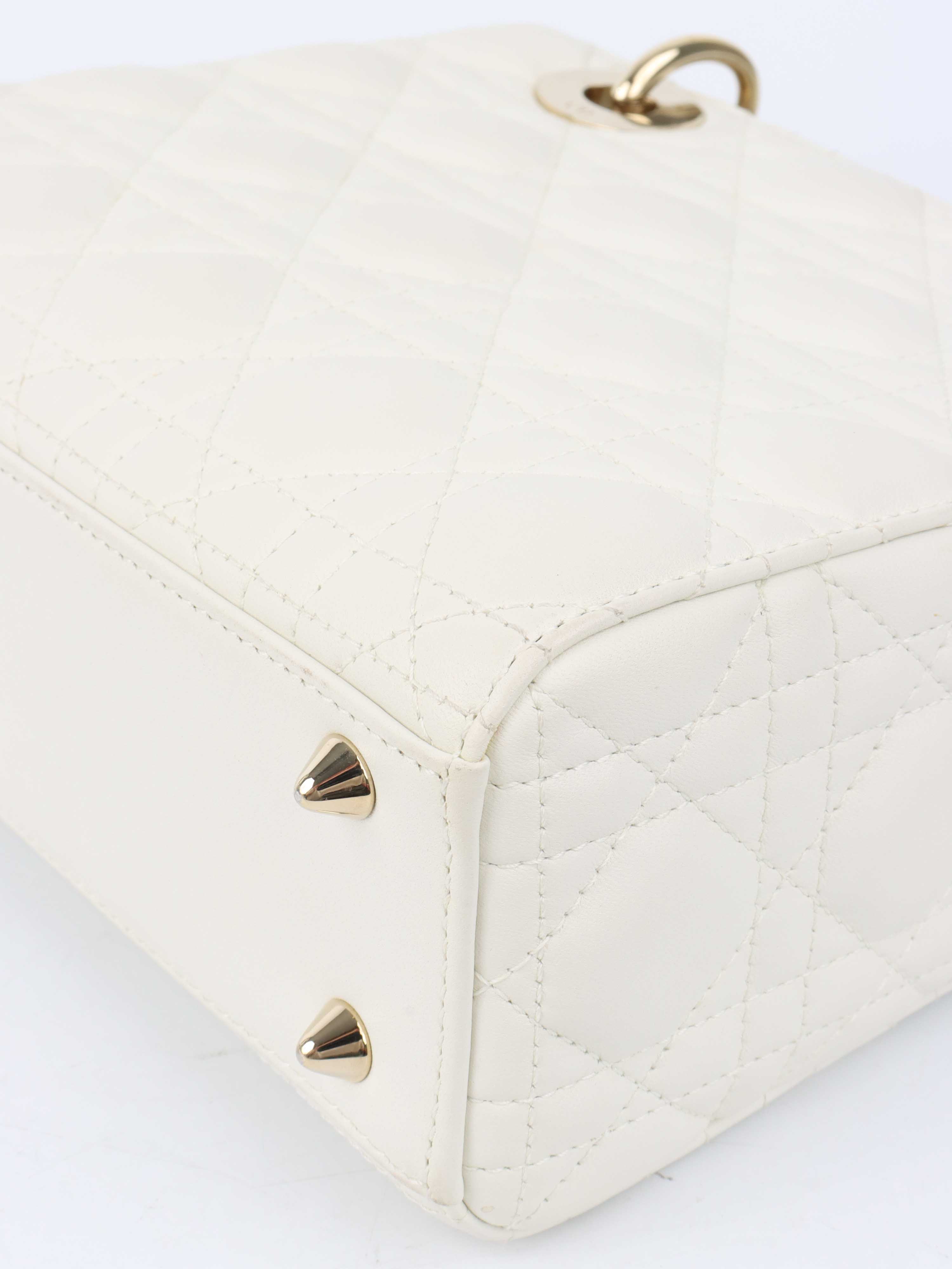 Dior White Small Lady Dior Bag GHW.