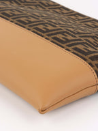 Fendi Brown Logo Fabric Shoulder Bag.
