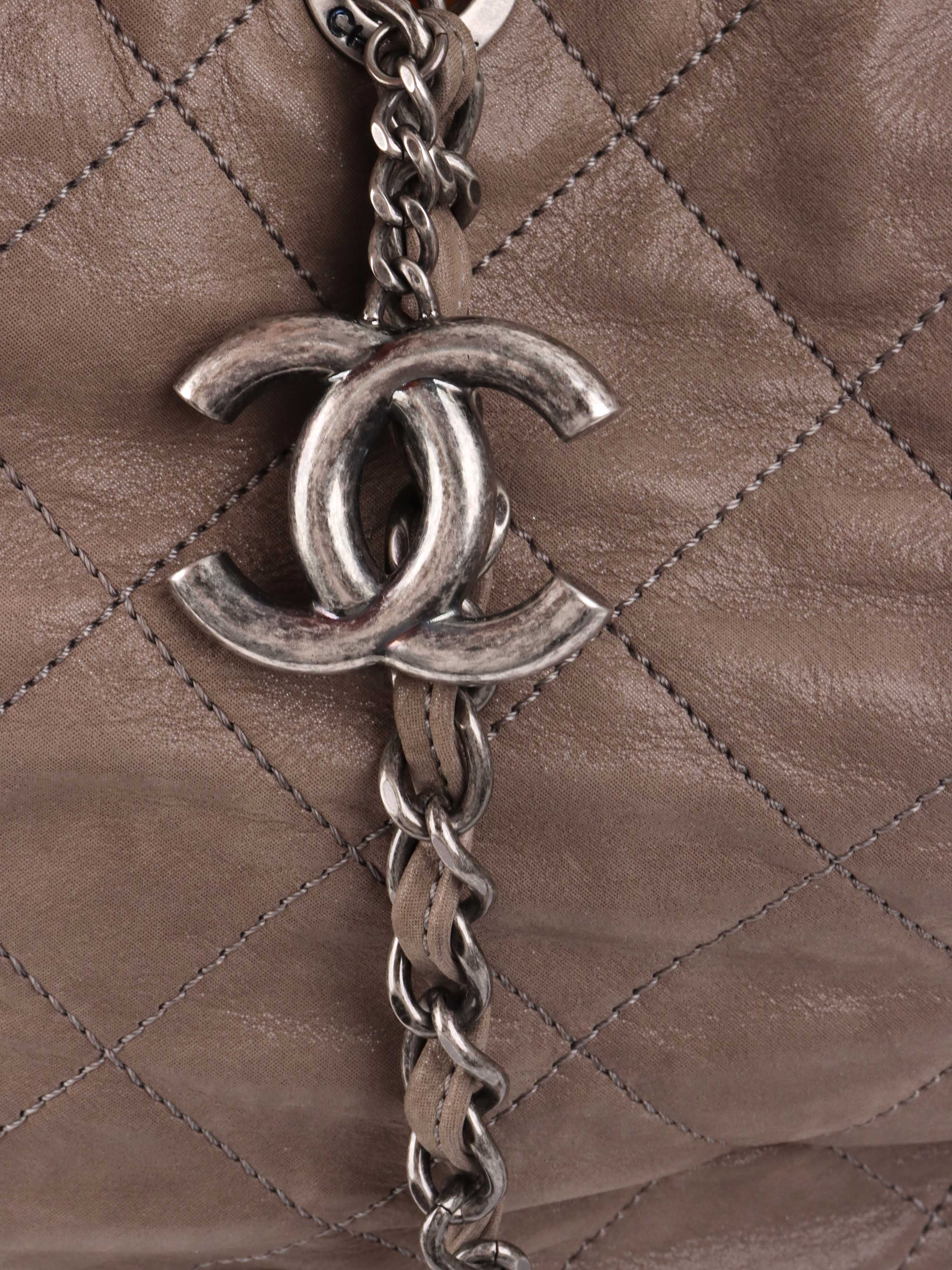 Chanel Grey Quilted Calfskin Tote.