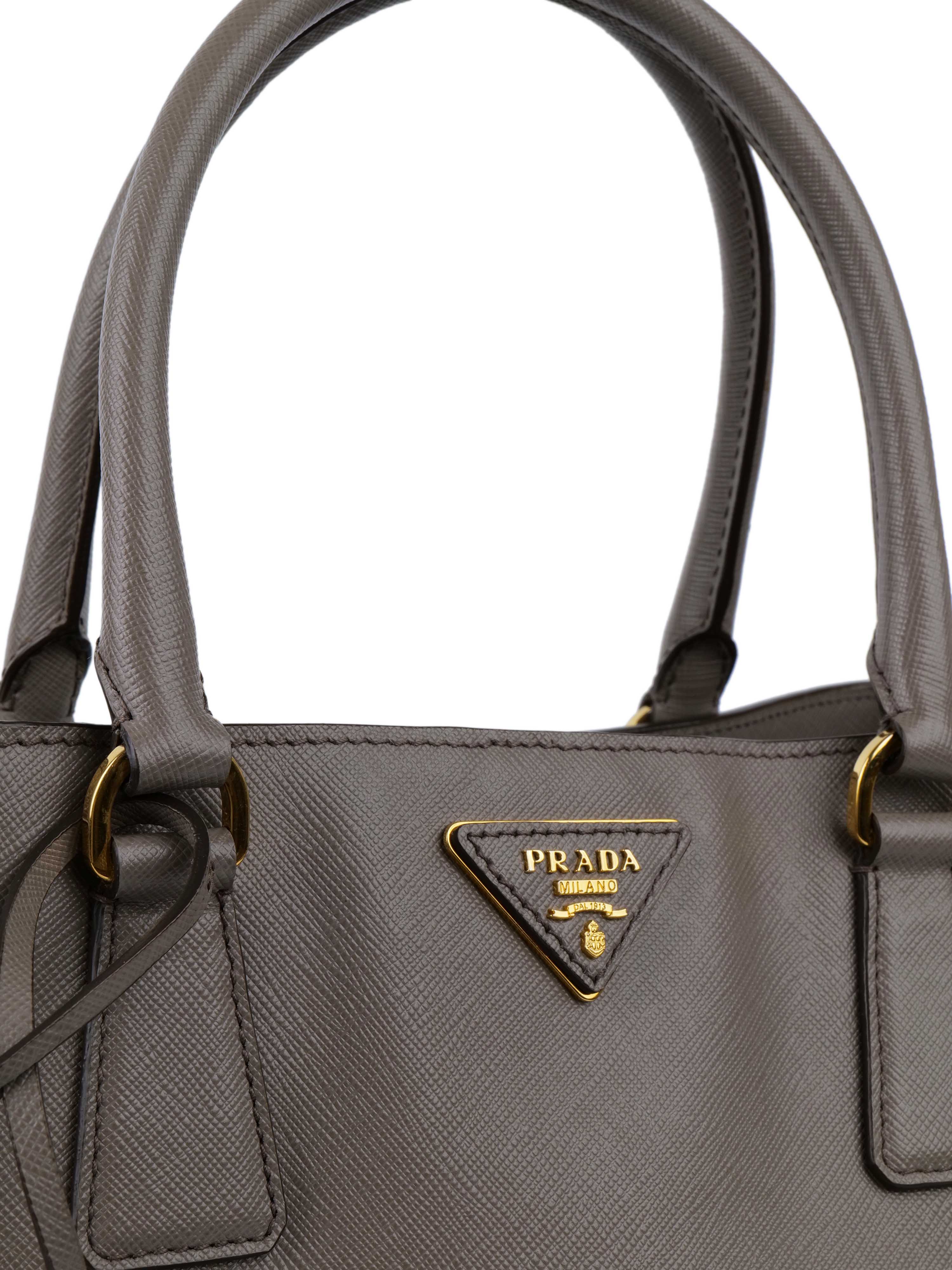 Prada Saffiano Dark Grey Galleria Tote Bag.