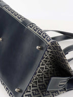 Fendi Vintage Navy Zucchino Canvas Boston Bag