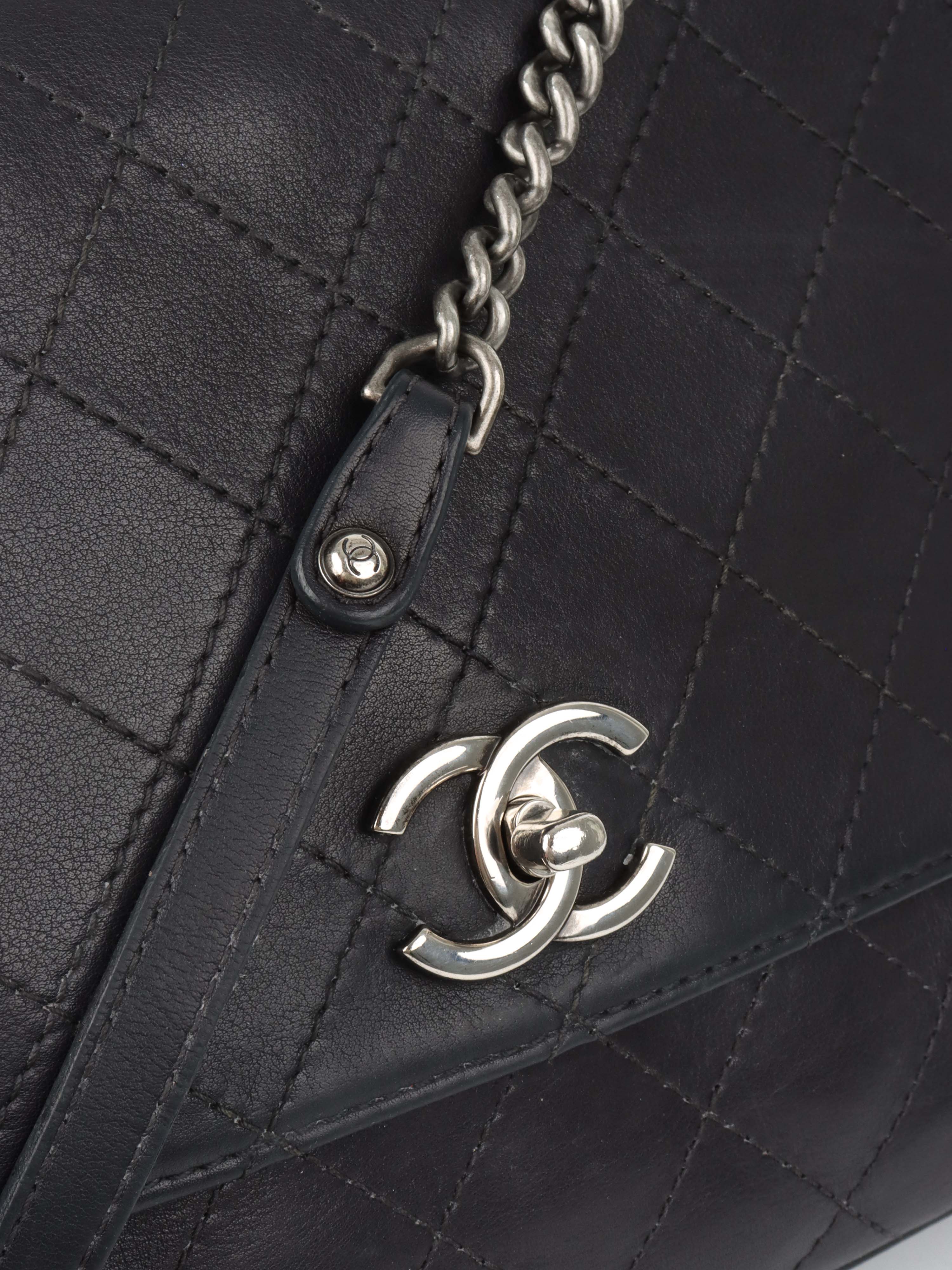 Chanel Black Lambskin 2016 Two - Way Bag SHW.